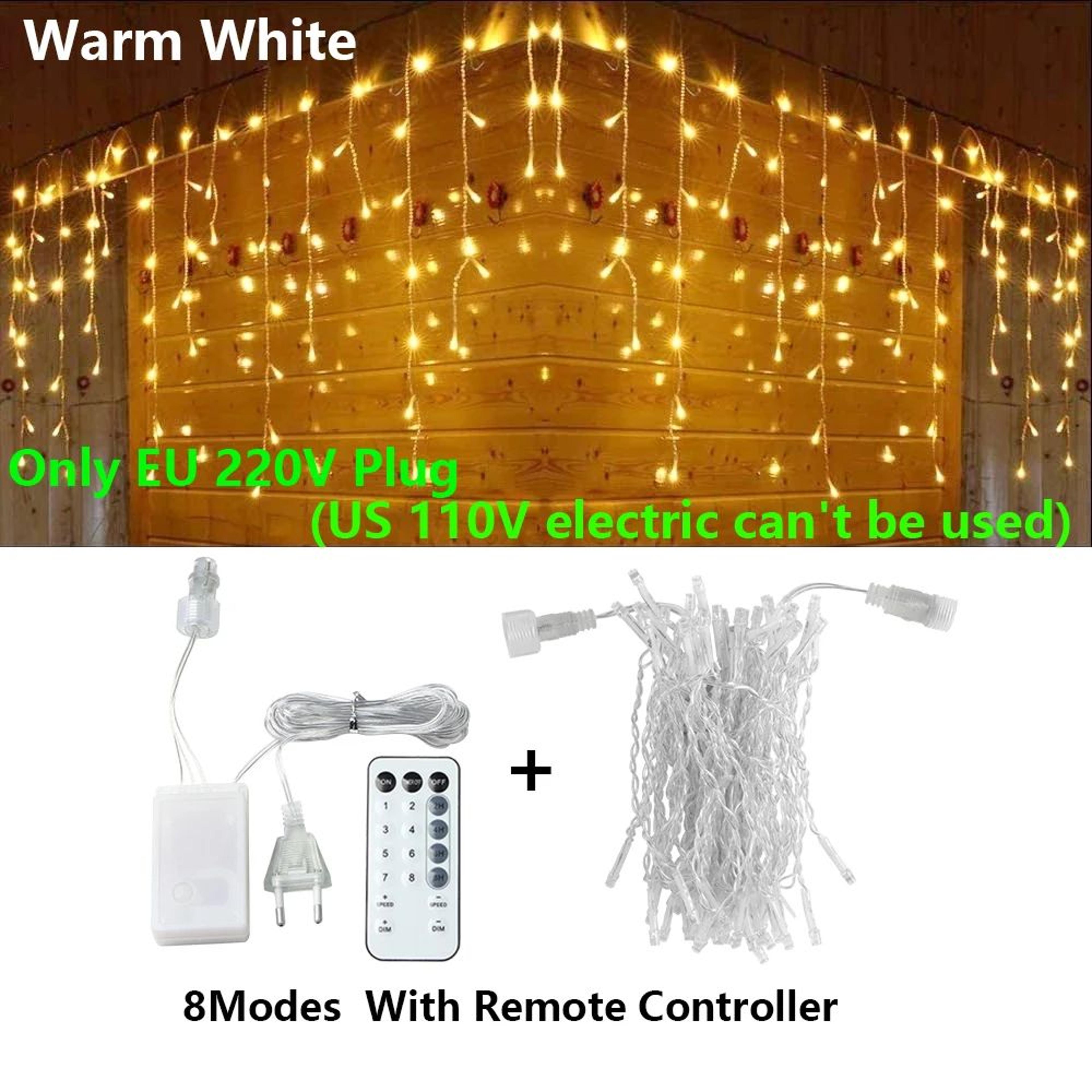 40M LED Icicle Curtain String Lights With Remote And EU Plug For Outdoor Holiday Decor 7