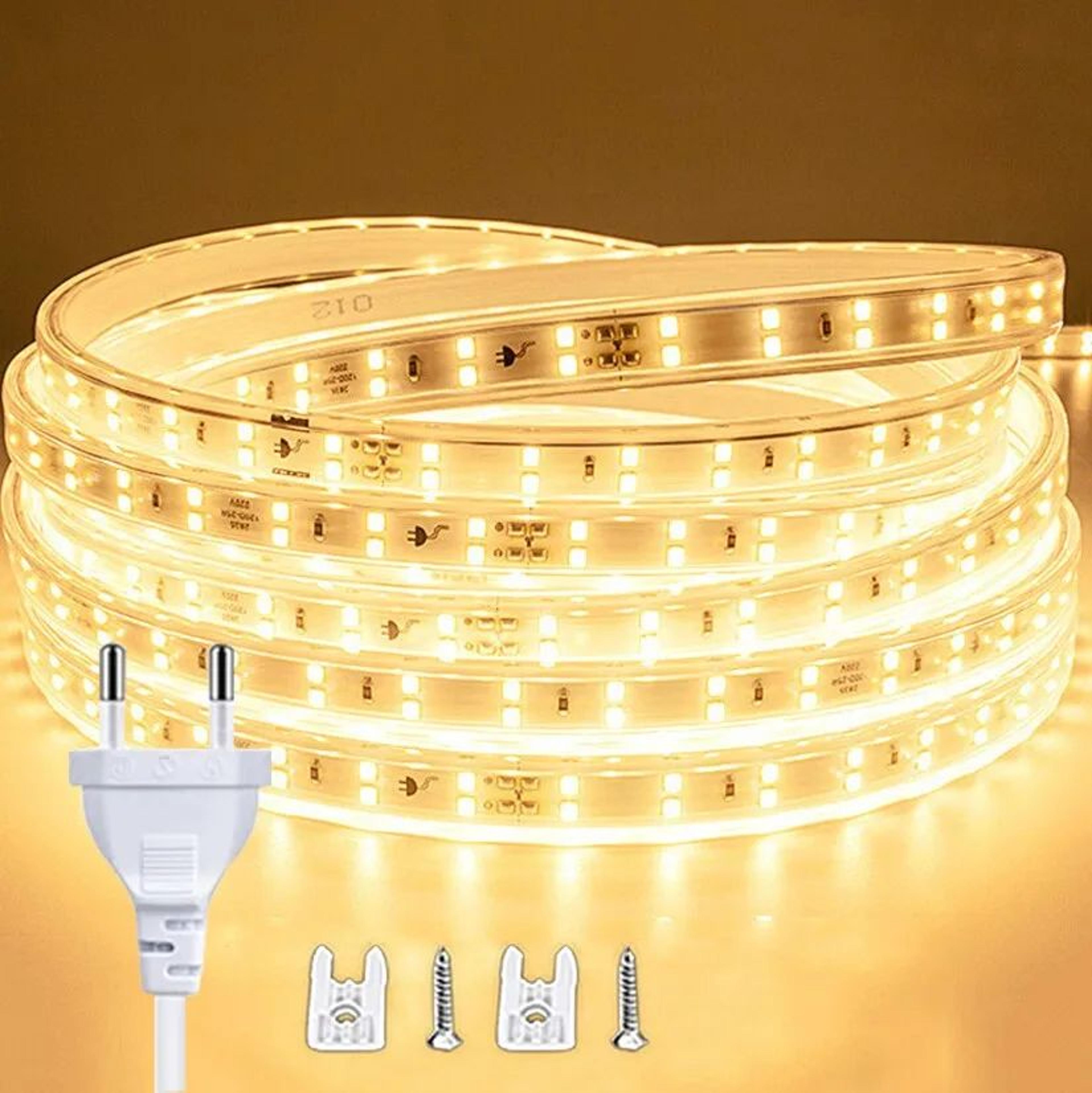 220V Waterproof LED Strip Light With EU Plug Flexible 2835 Ribbon For Indoor And Outdoor Decor 6
