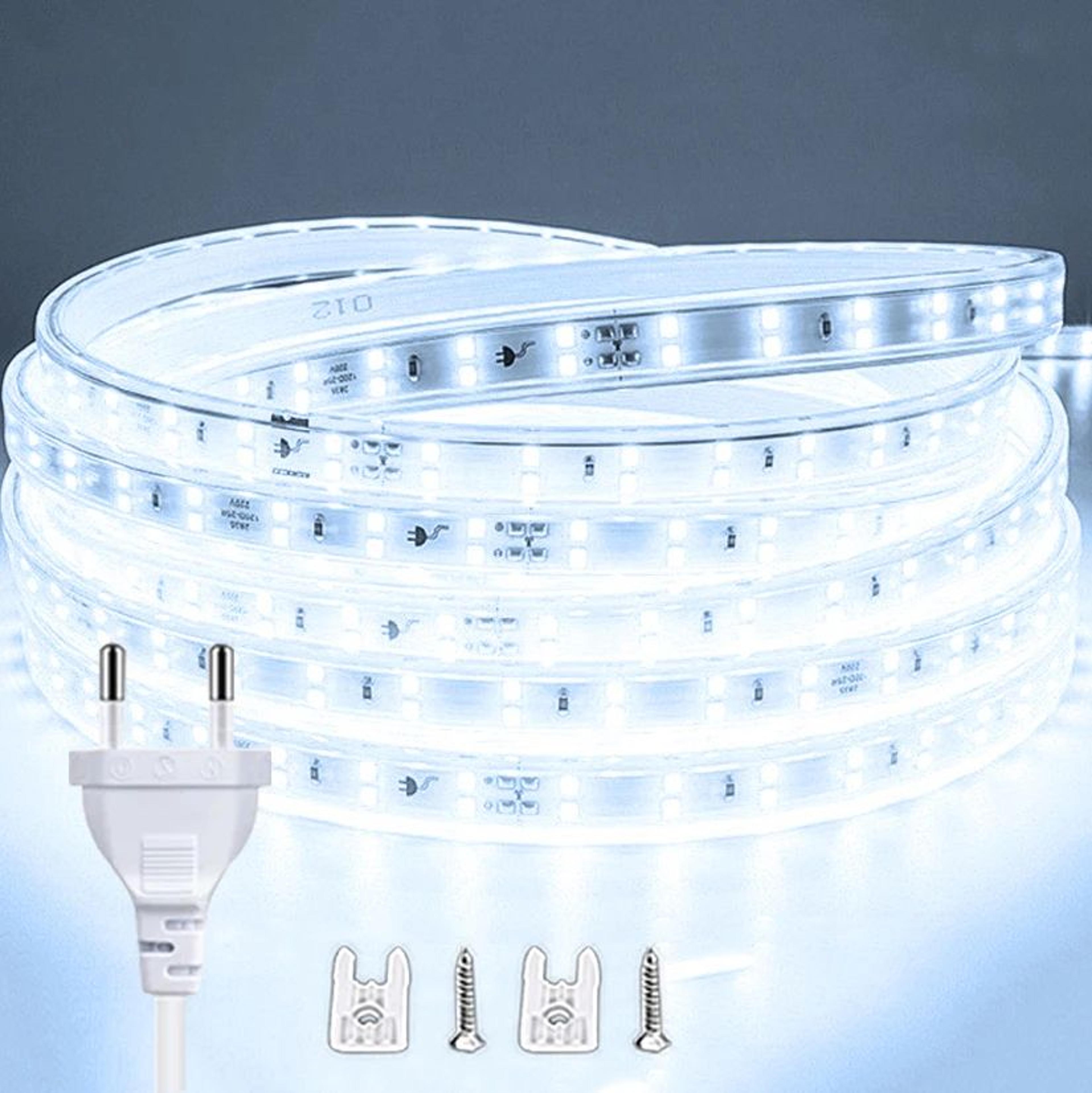 220V Waterproof LED Strip Light With EU Plug Flexible 2835 Ribbon For Indoor And Outdoor Decor 7