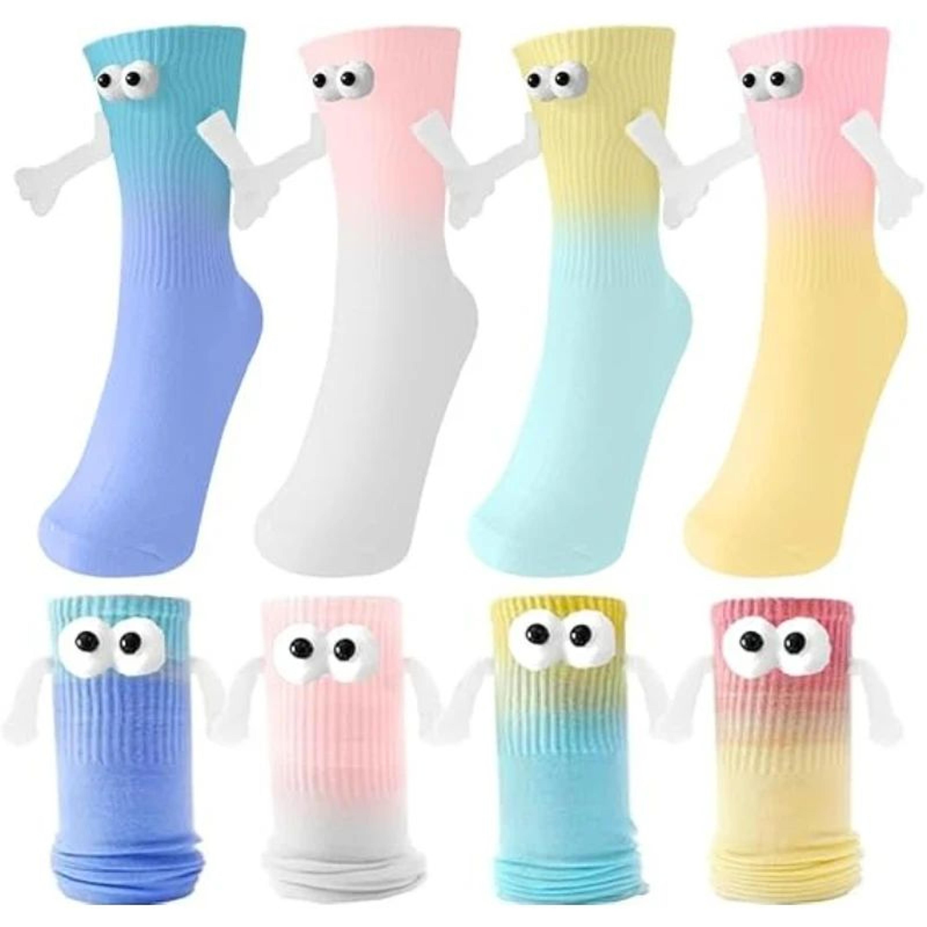 magnetic holding hands socks for couples - funny cartoon matching novelty socks