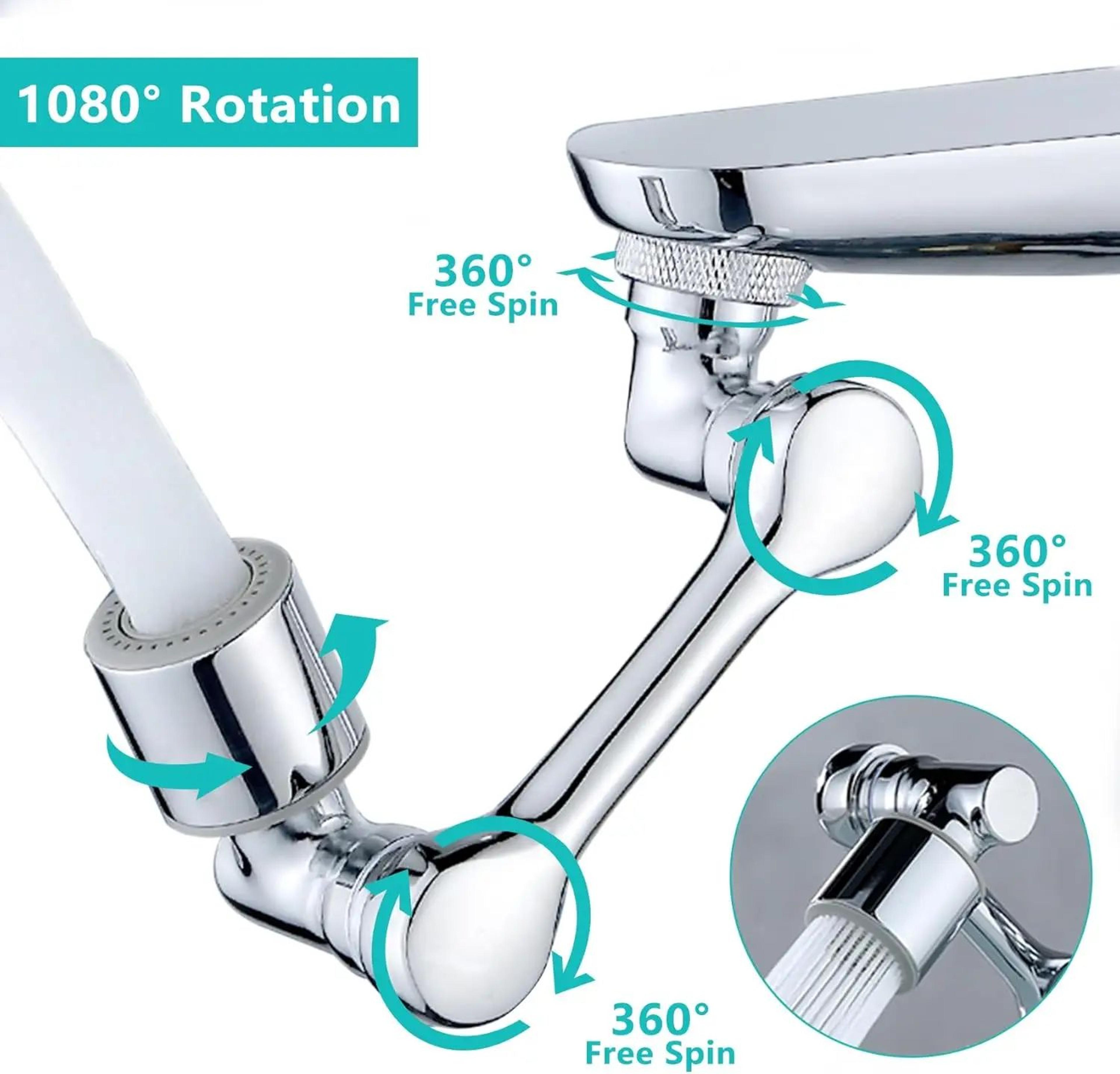 1080 Swivel Stainless Steel Faucet Extender With Dual Spray Modes 3