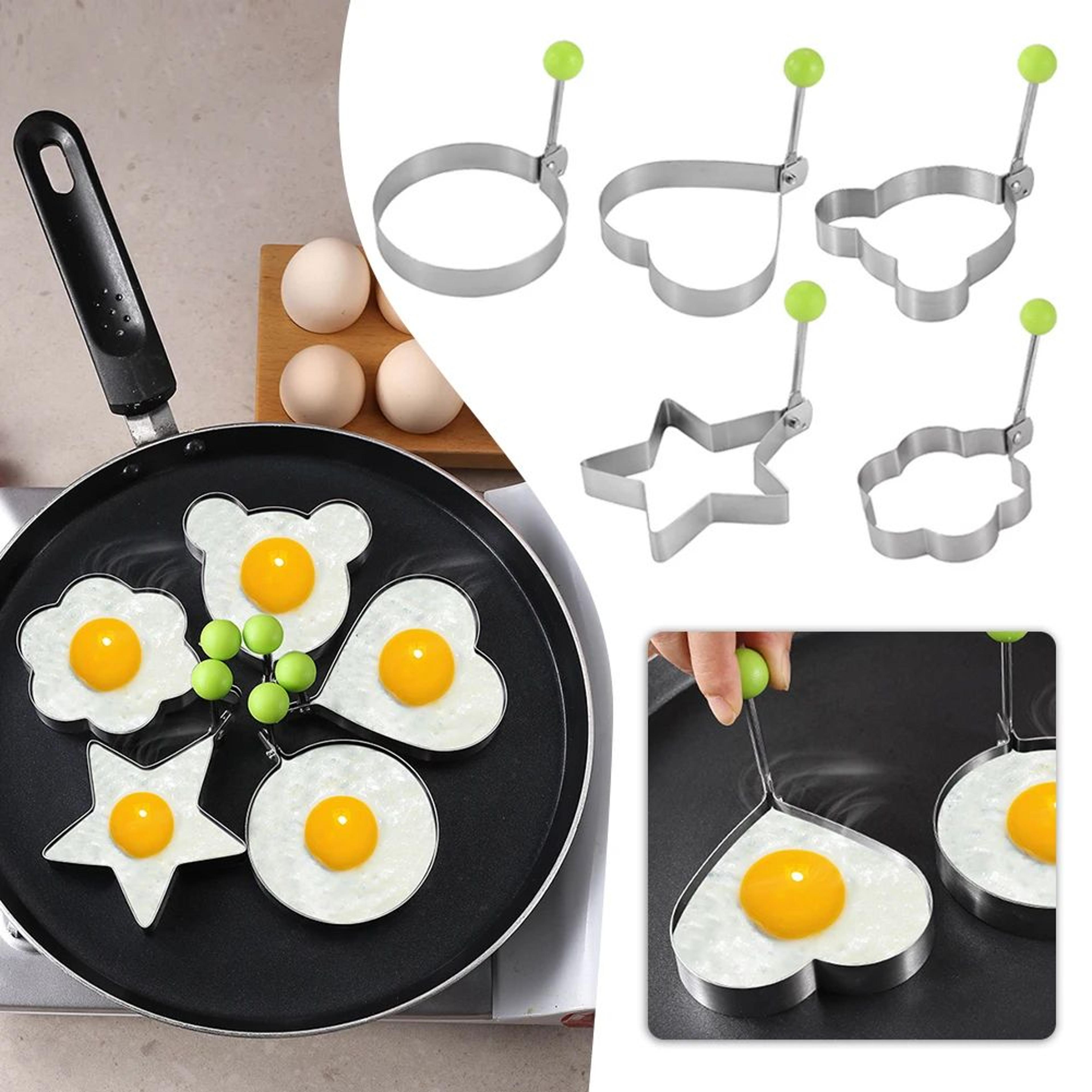 stainless steel egg & pancake shaper molds with handles