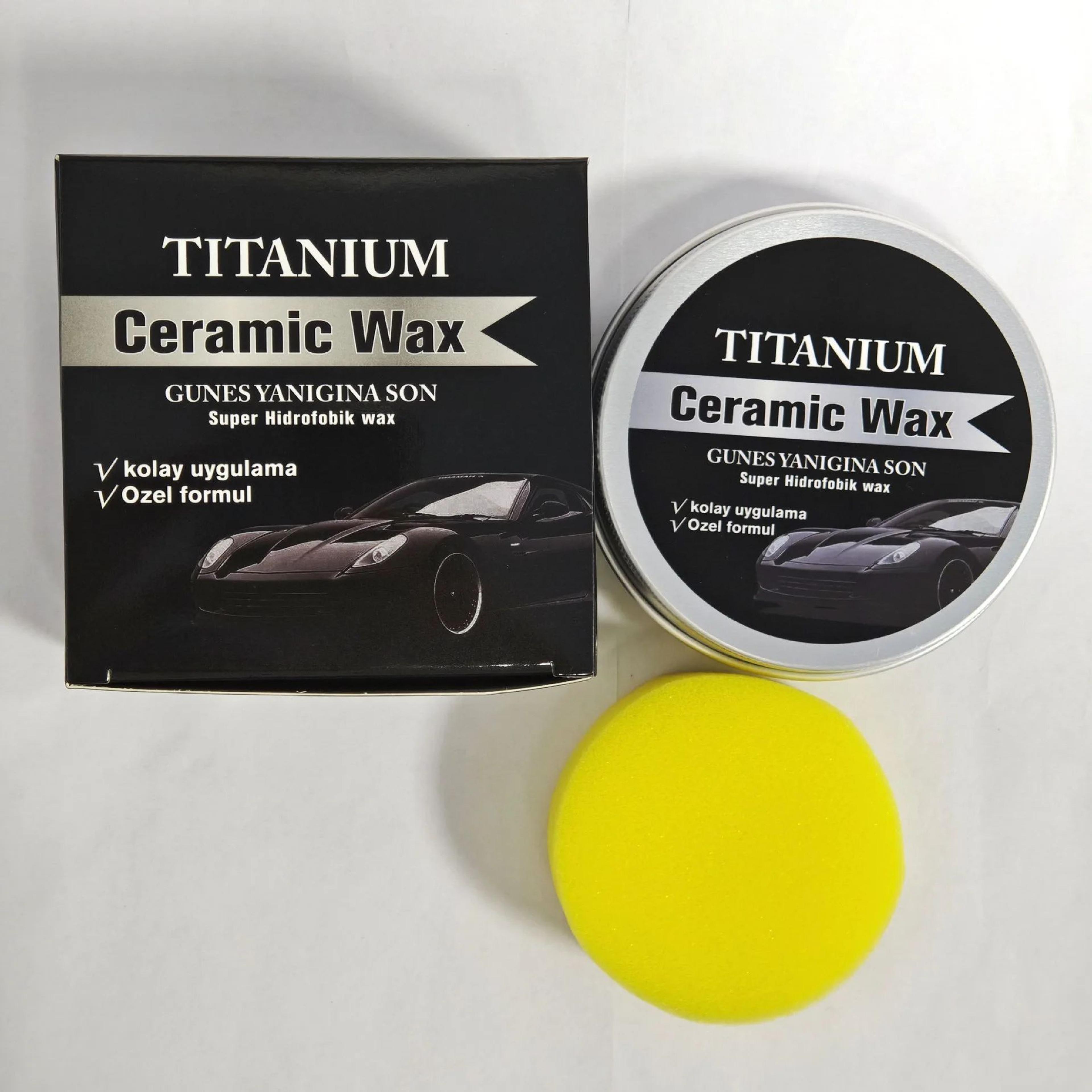 100g titanium ceramic car wax with sponge - high gloss hydrophobic paint protection