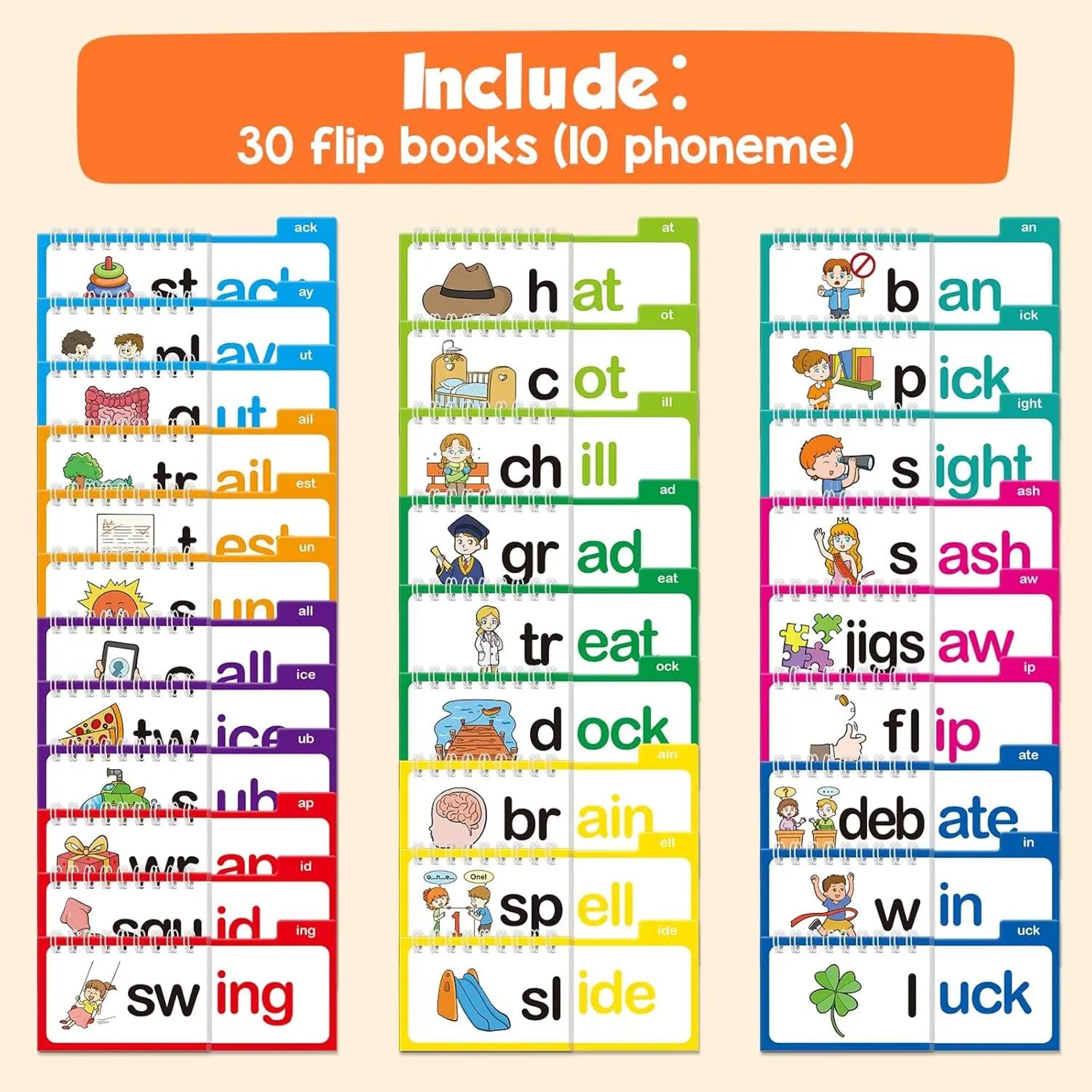 30PCS Phonics Word Family Flip Books For Kids  Learn To Read Flash Cards 4