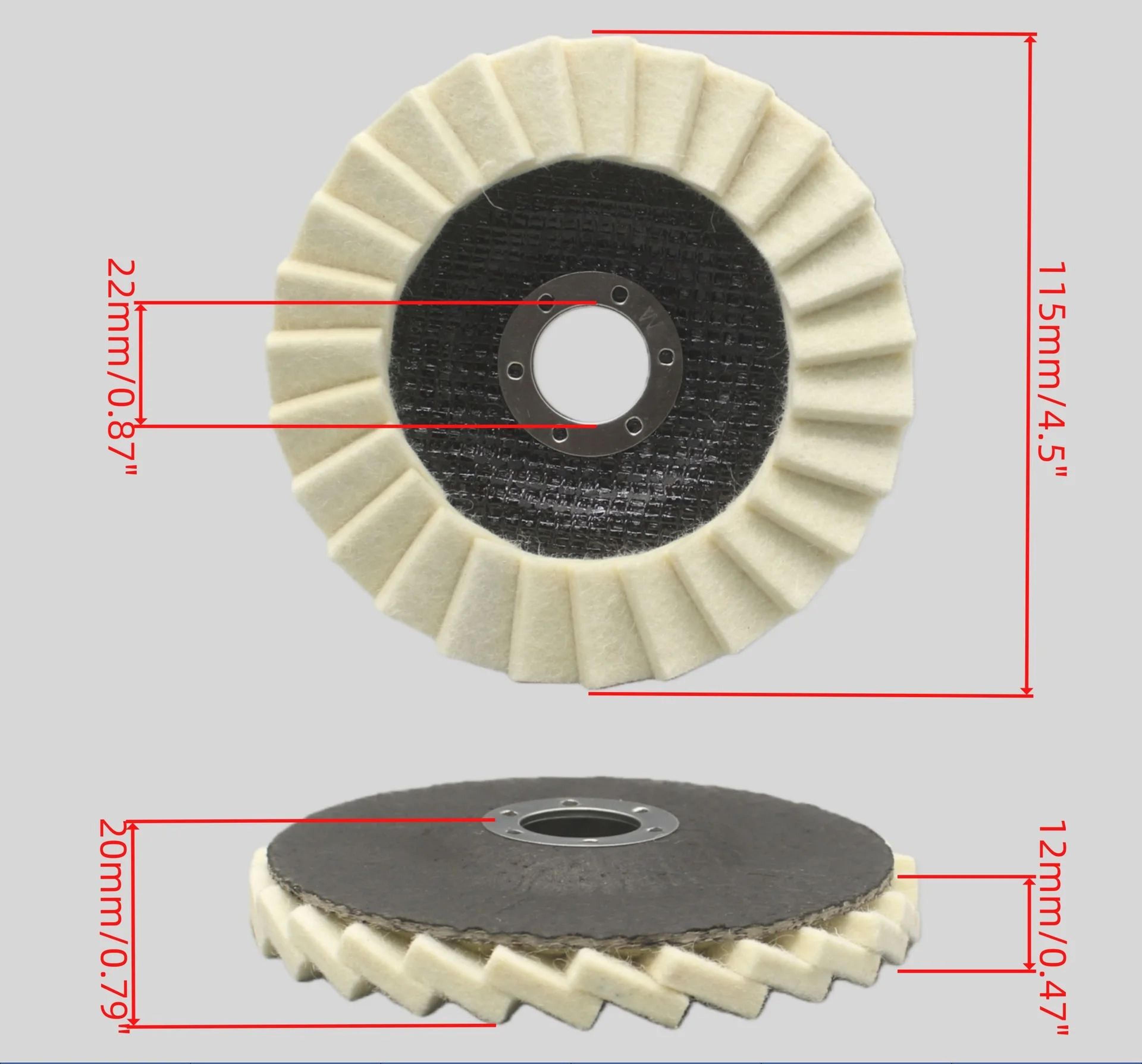 115125mm Wool Felt Flap Polishing Disc For Angle Grinder Metal And Stone Mirror Finish 6
