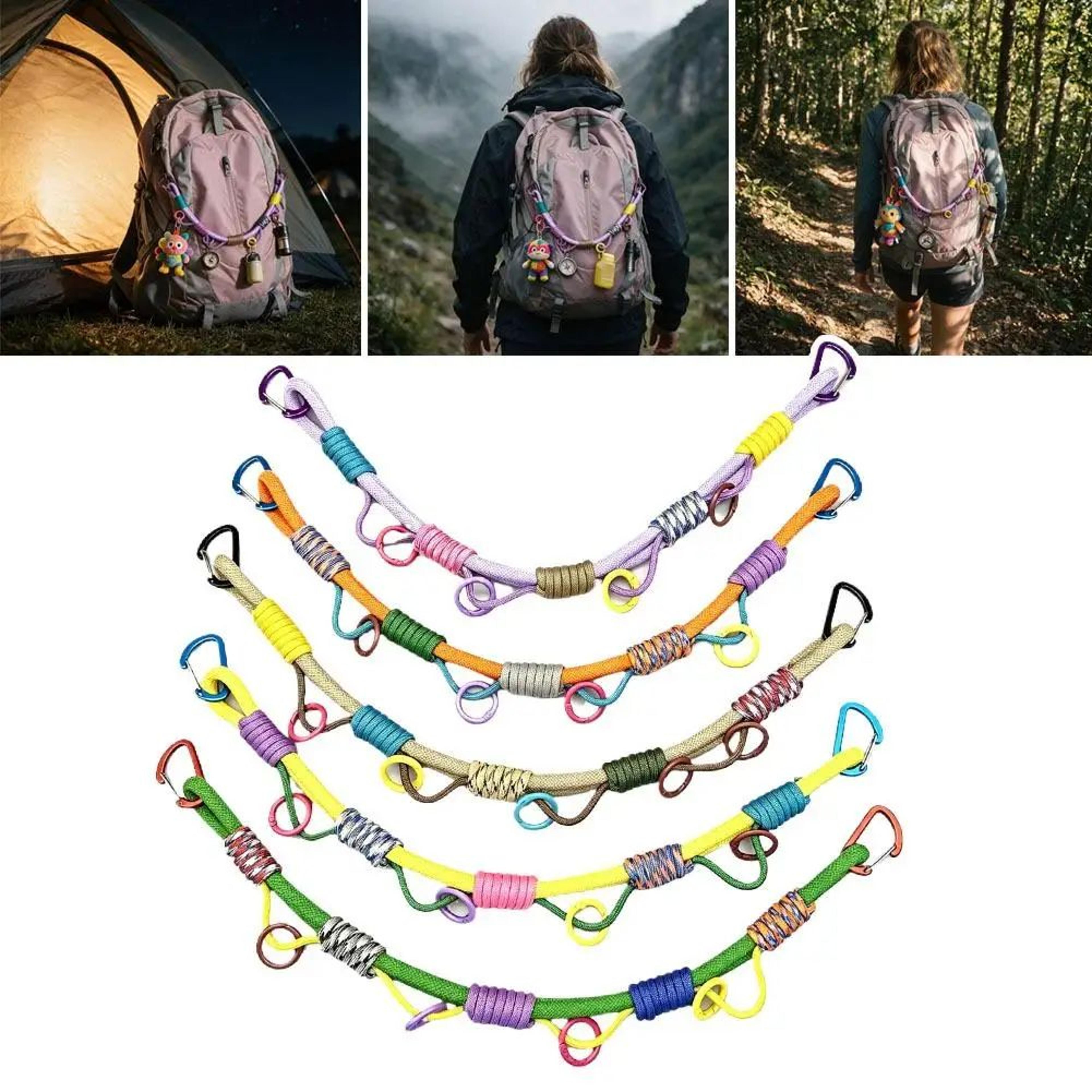 handwoven paracord backpack extension strap with dual hooks