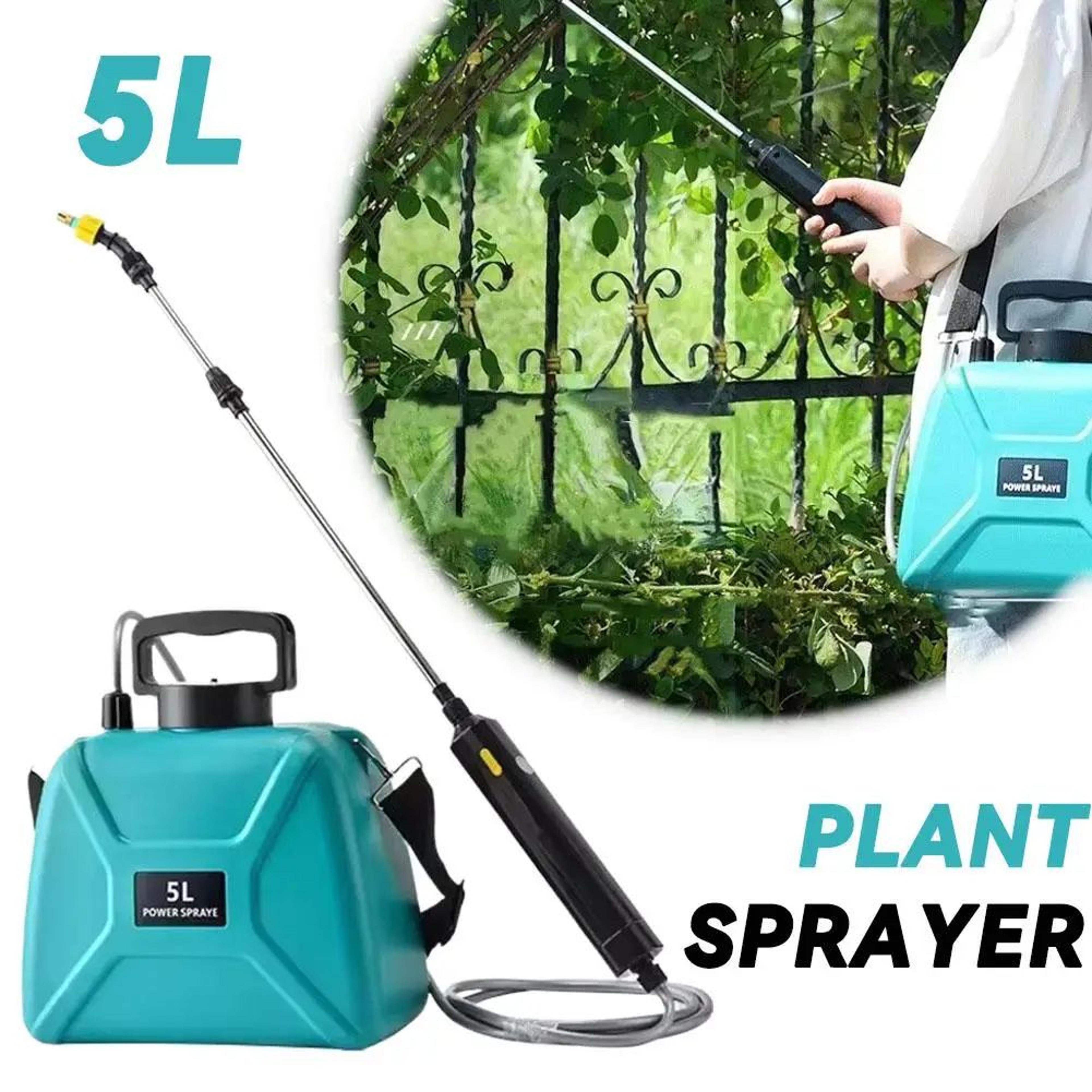 5l electric garden sprayer with 3 adjustable nozzles and telescopic wand