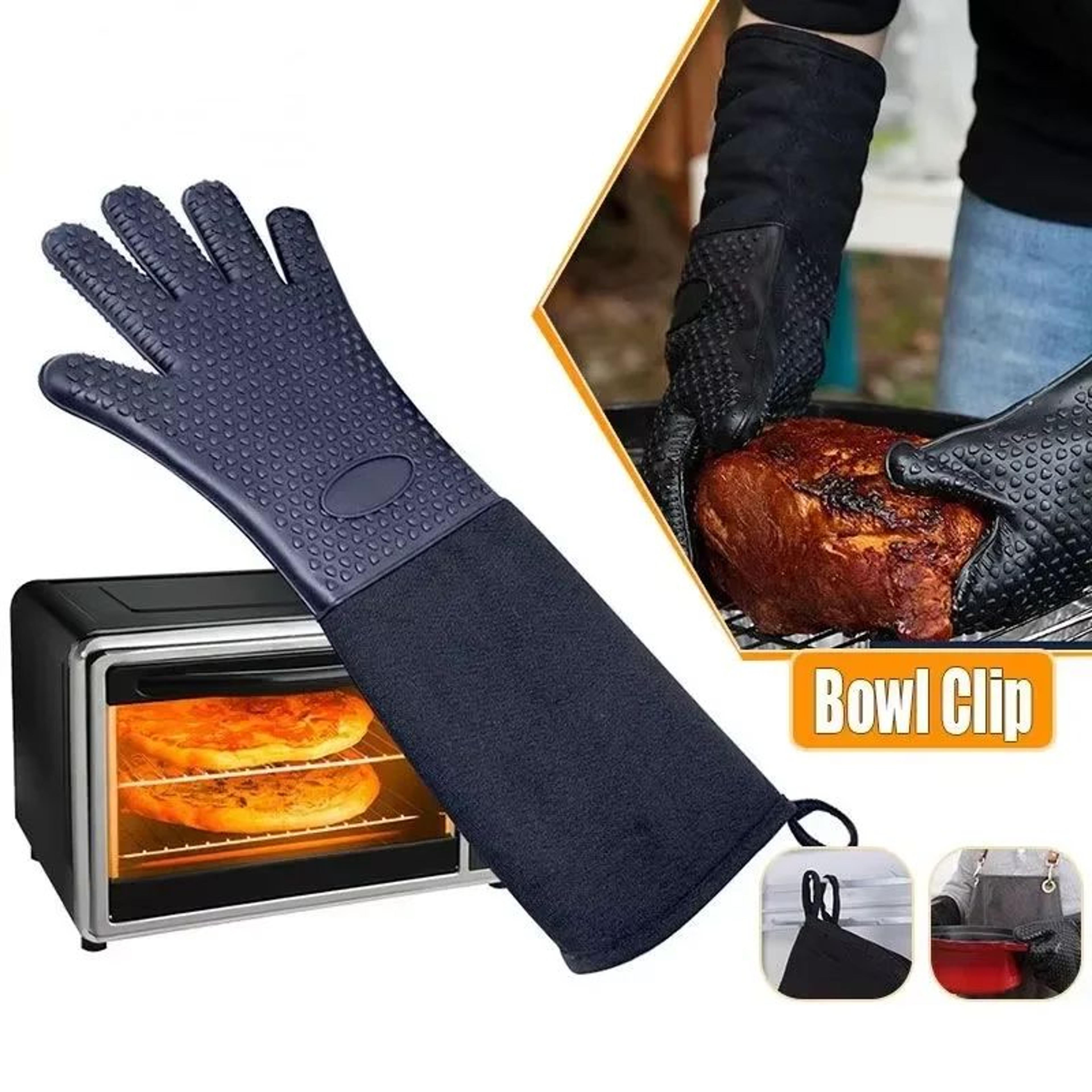 extra long silicone oven mitts with quilted liner for baking and grilling