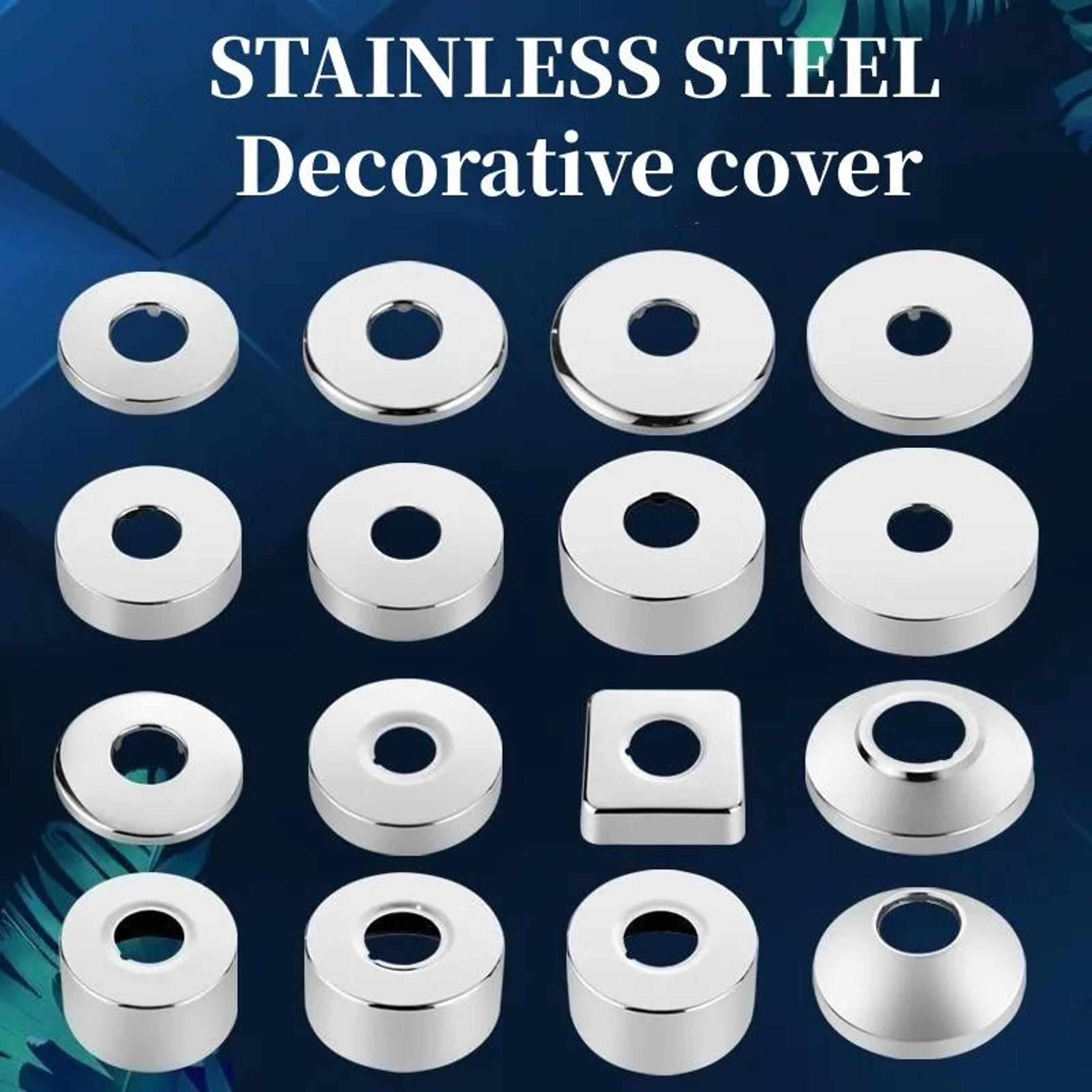 2pcs stainless steel faucet decorative covers for 1/2 inch and 3/4 inch pipe connections