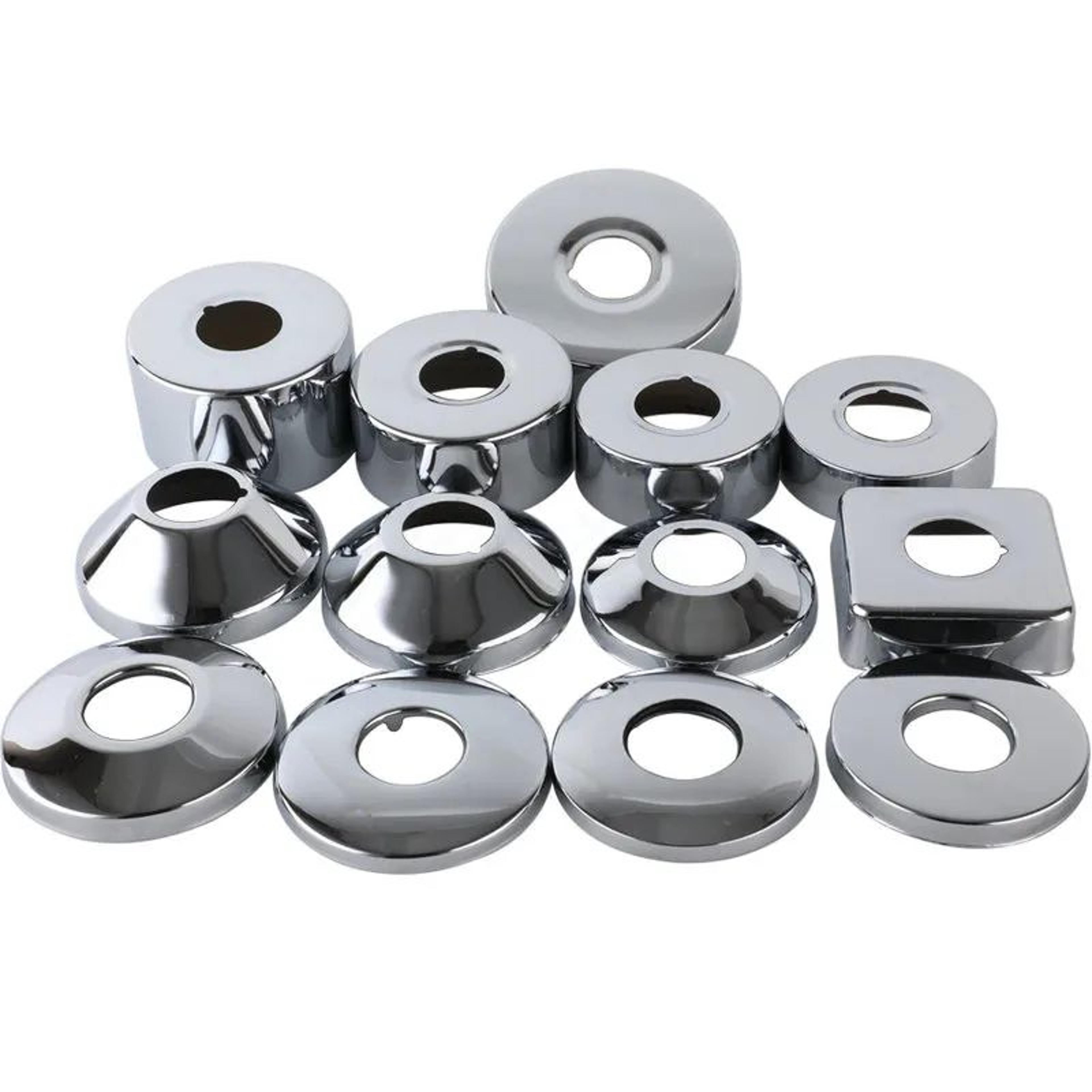 2pcs stainless steel faucet wall cover set for 1/2, 3/4 and 1 inch. pipes