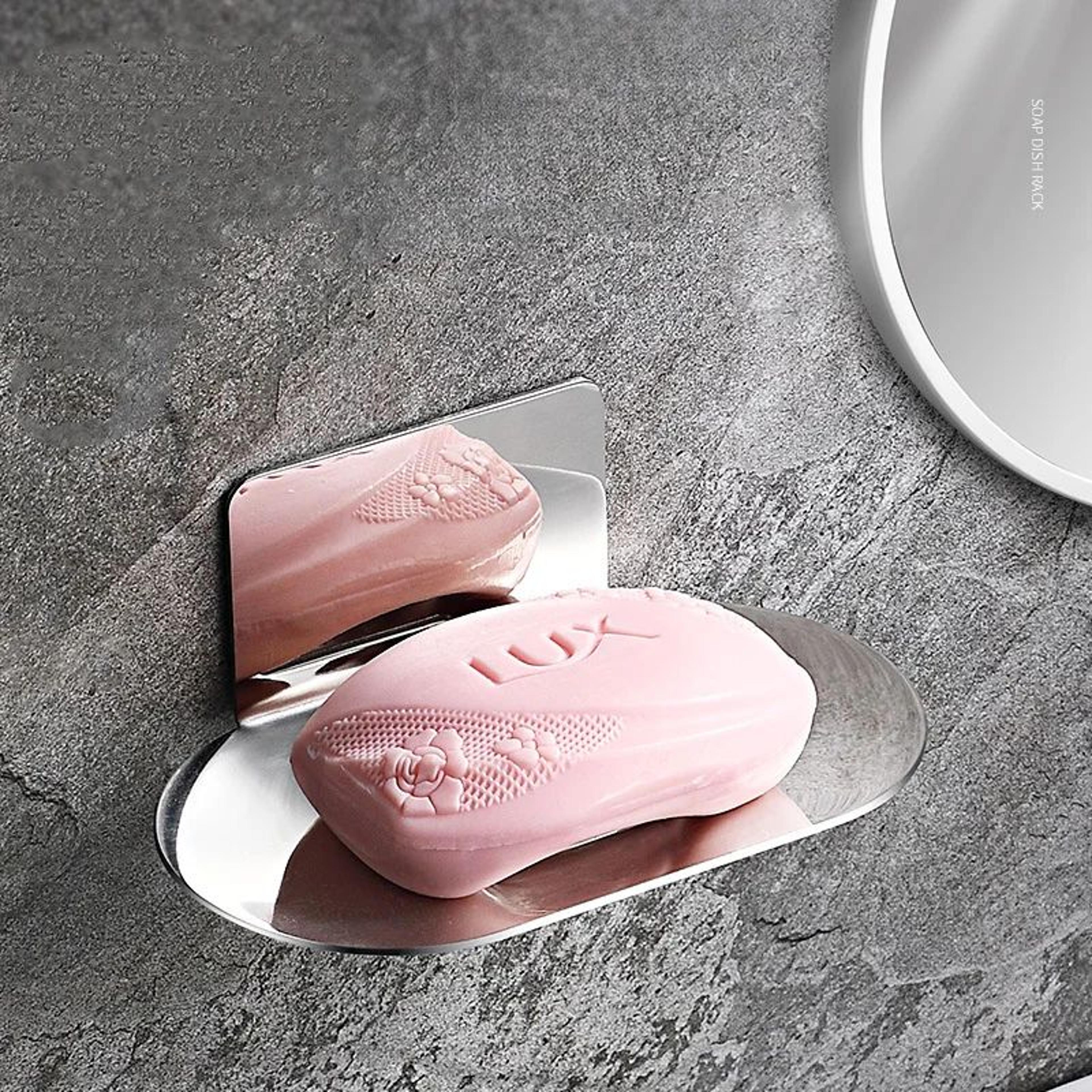 stainless steel no-drill wall mounted soap holder and shower storage rack