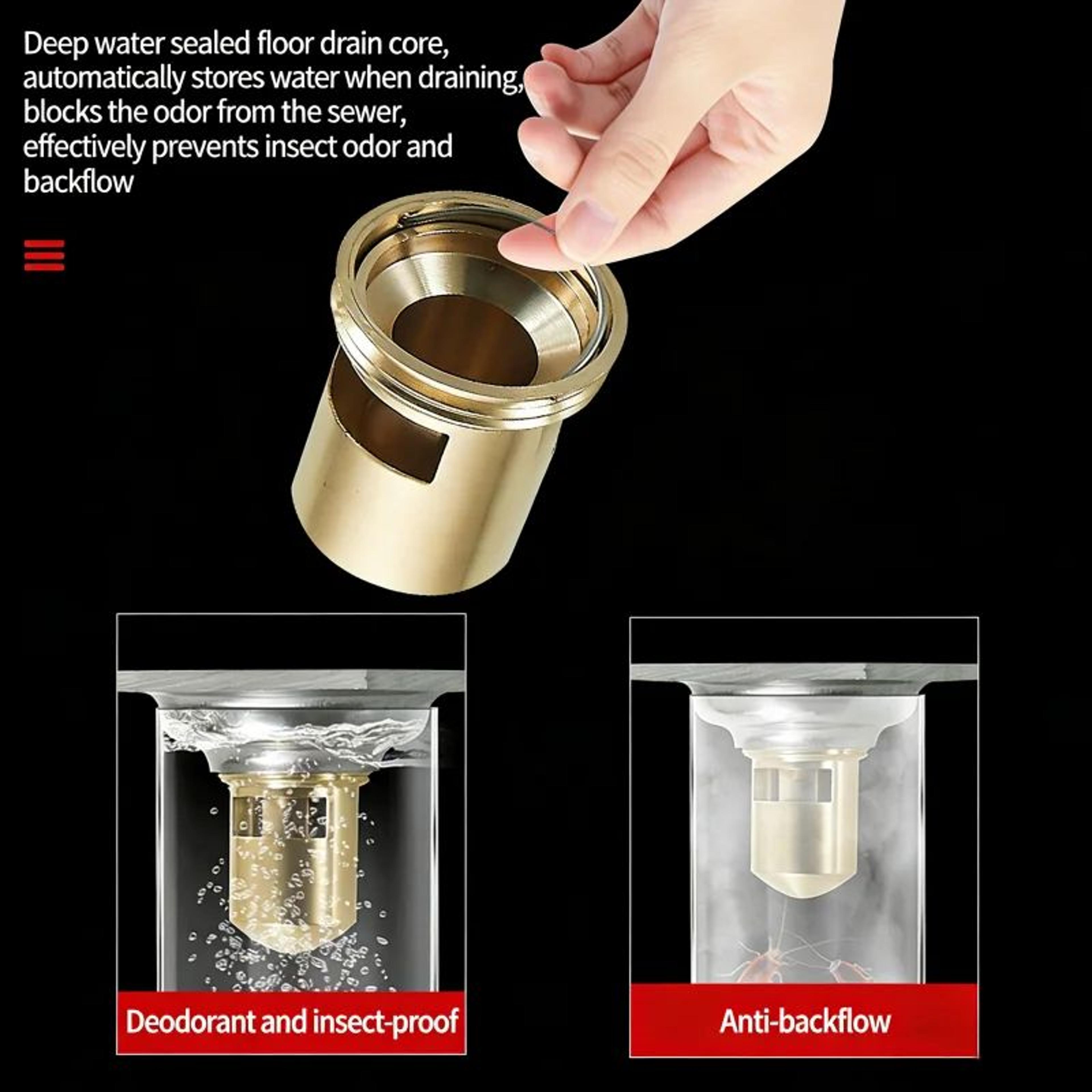 Brass AntiOdor Floor Drain Core With Gravity Seal And Insect Prevention 2