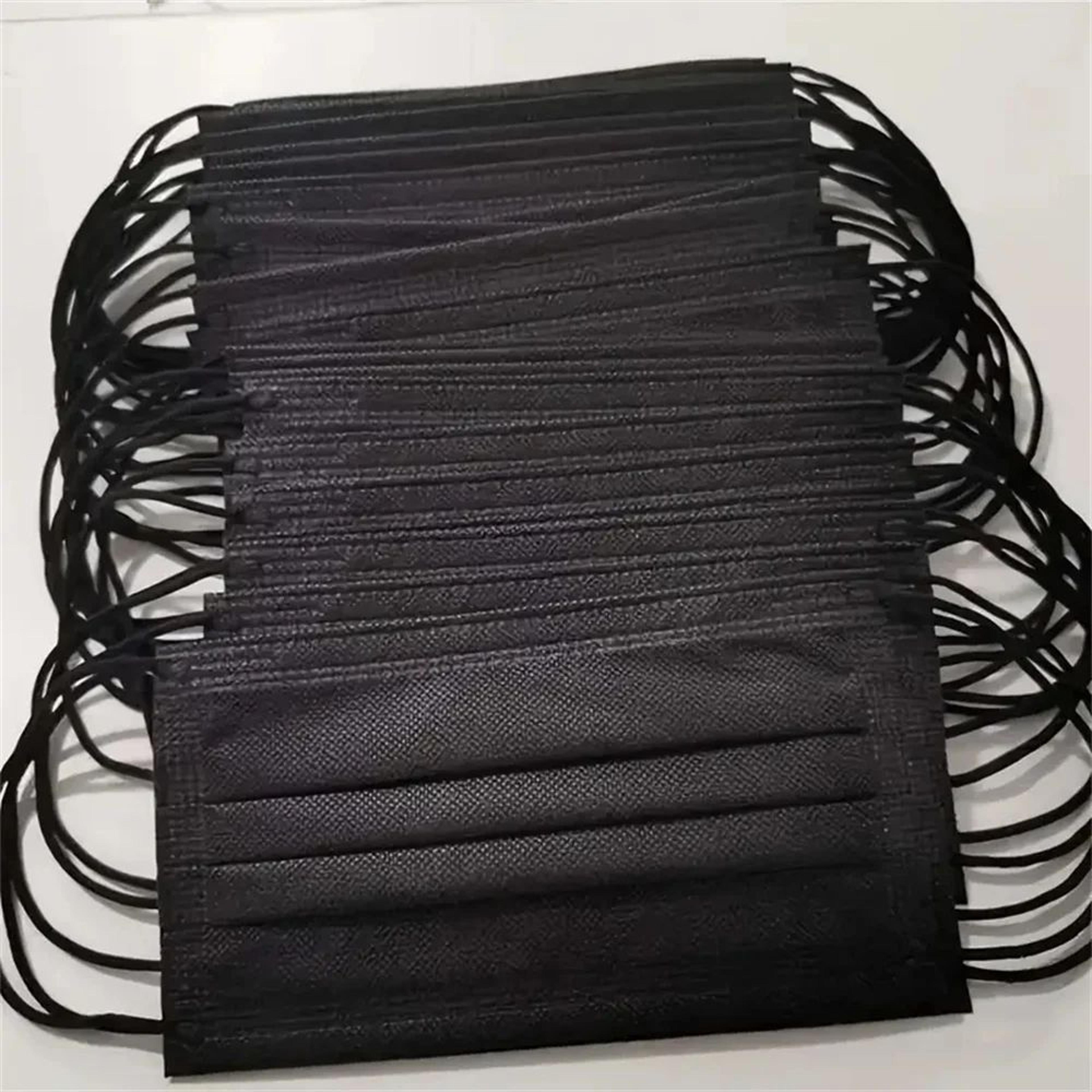 black 3-ply disposable face masks - breathable nonwoven adult masks 50-200pcs