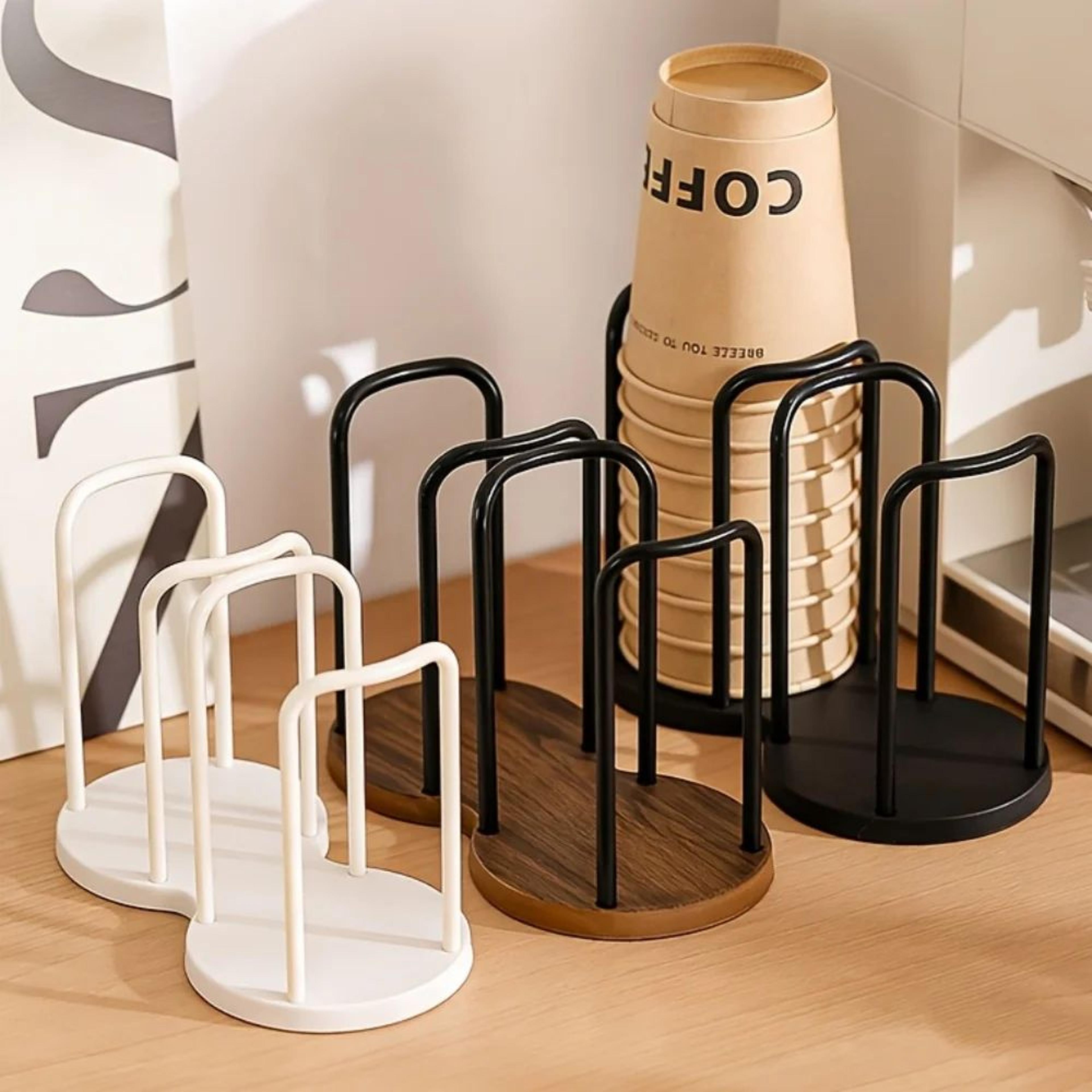 beige disposable cup holder countertop paper cup dispenser for coffee stations