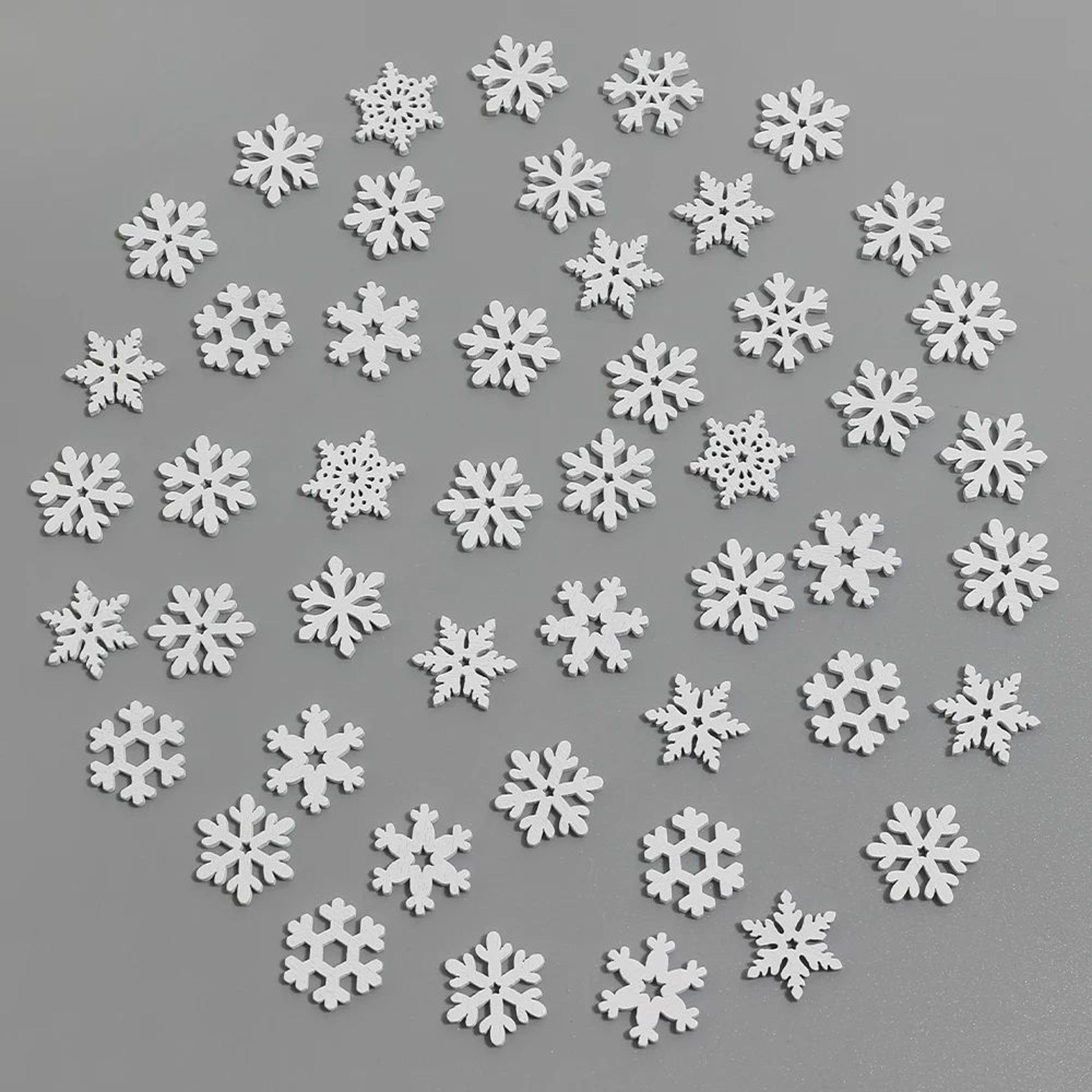 50pcs white wooden snowflake christmas ornaments for tree decor and diy crafts