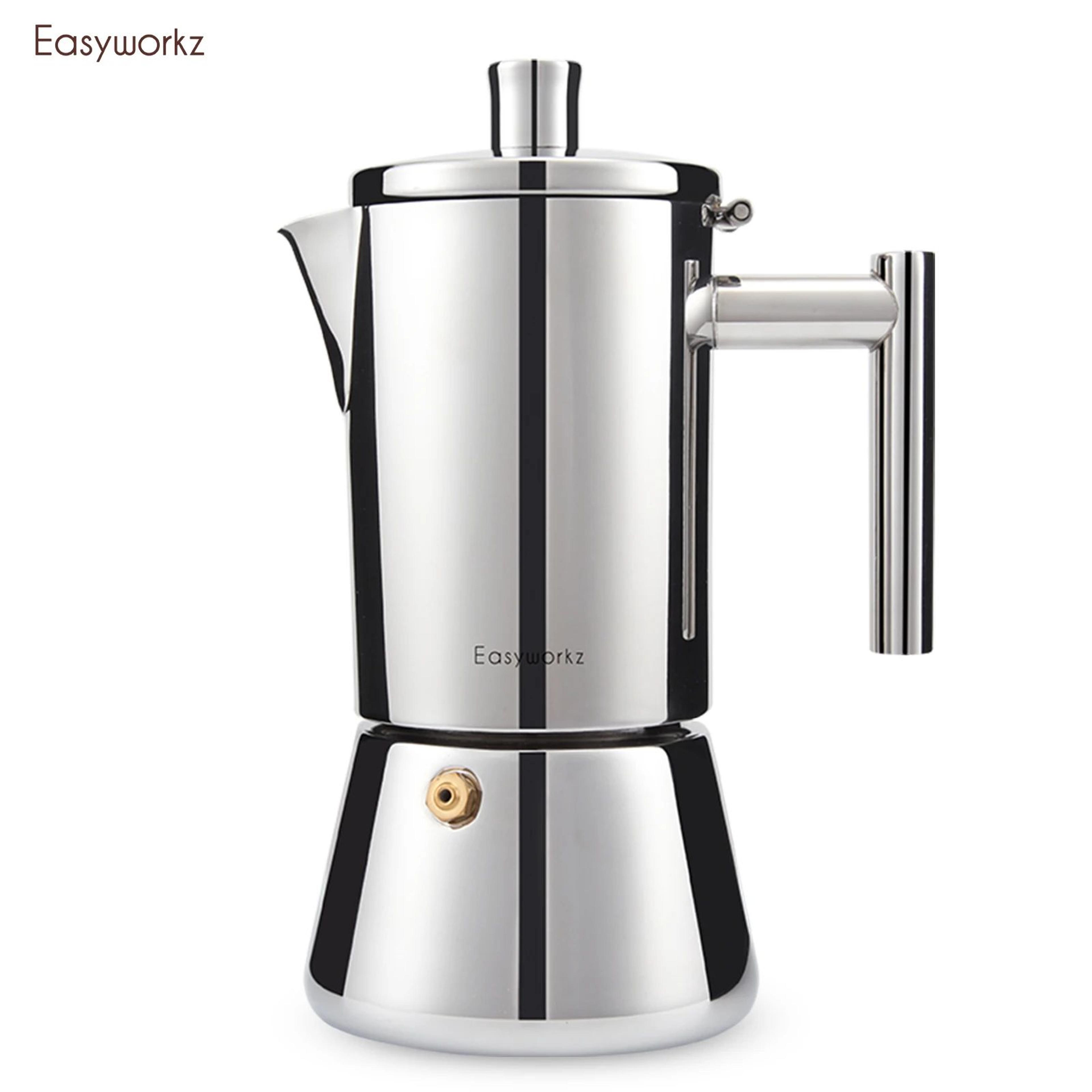 easyworkz diego stainless steel moka pot induction stovetop coffee maker