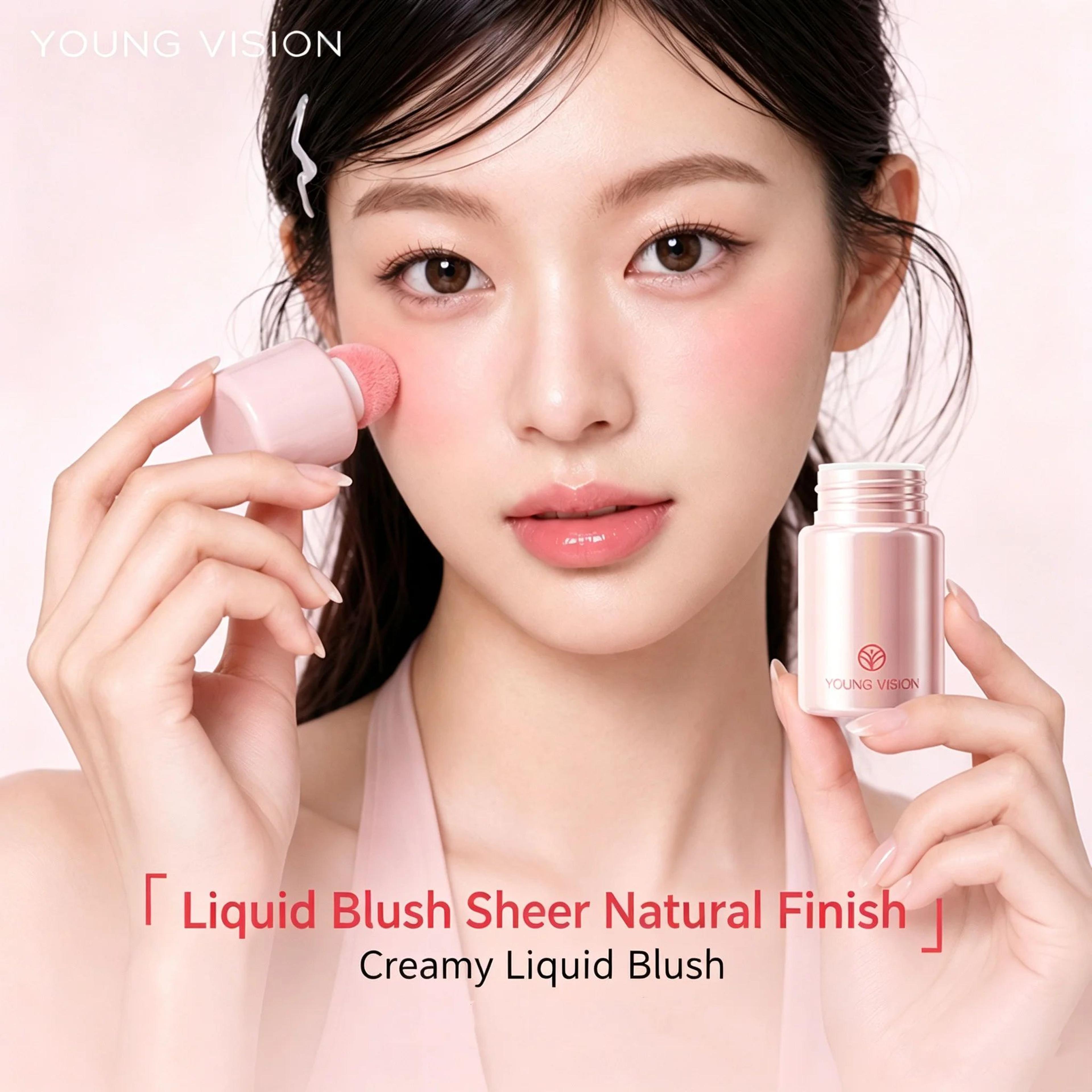 6 color matte liquid blush with sponge applicator - waterproof long lasting cheek tint