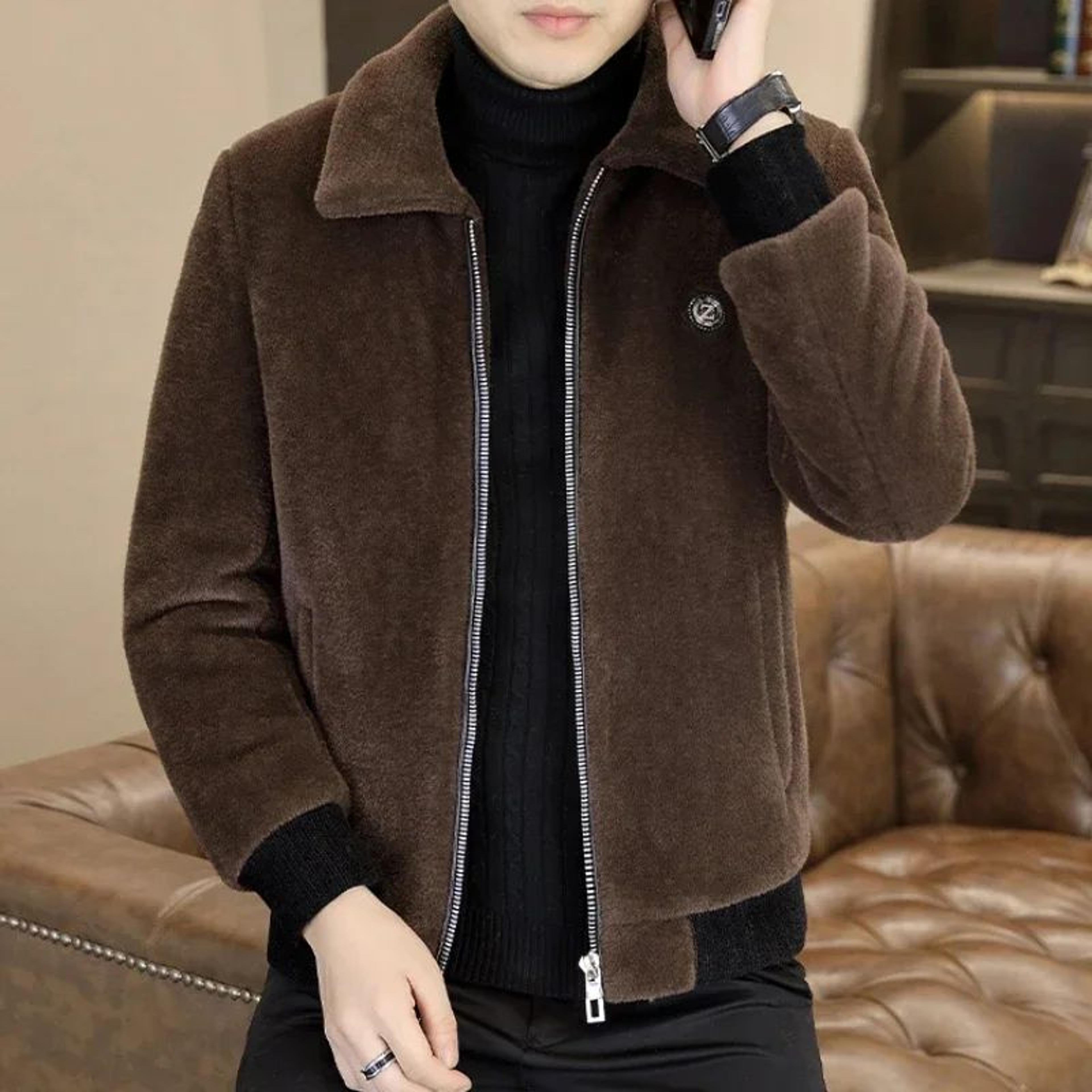 men's wool blend short coat - warm casual business jacket for office and everyday wear