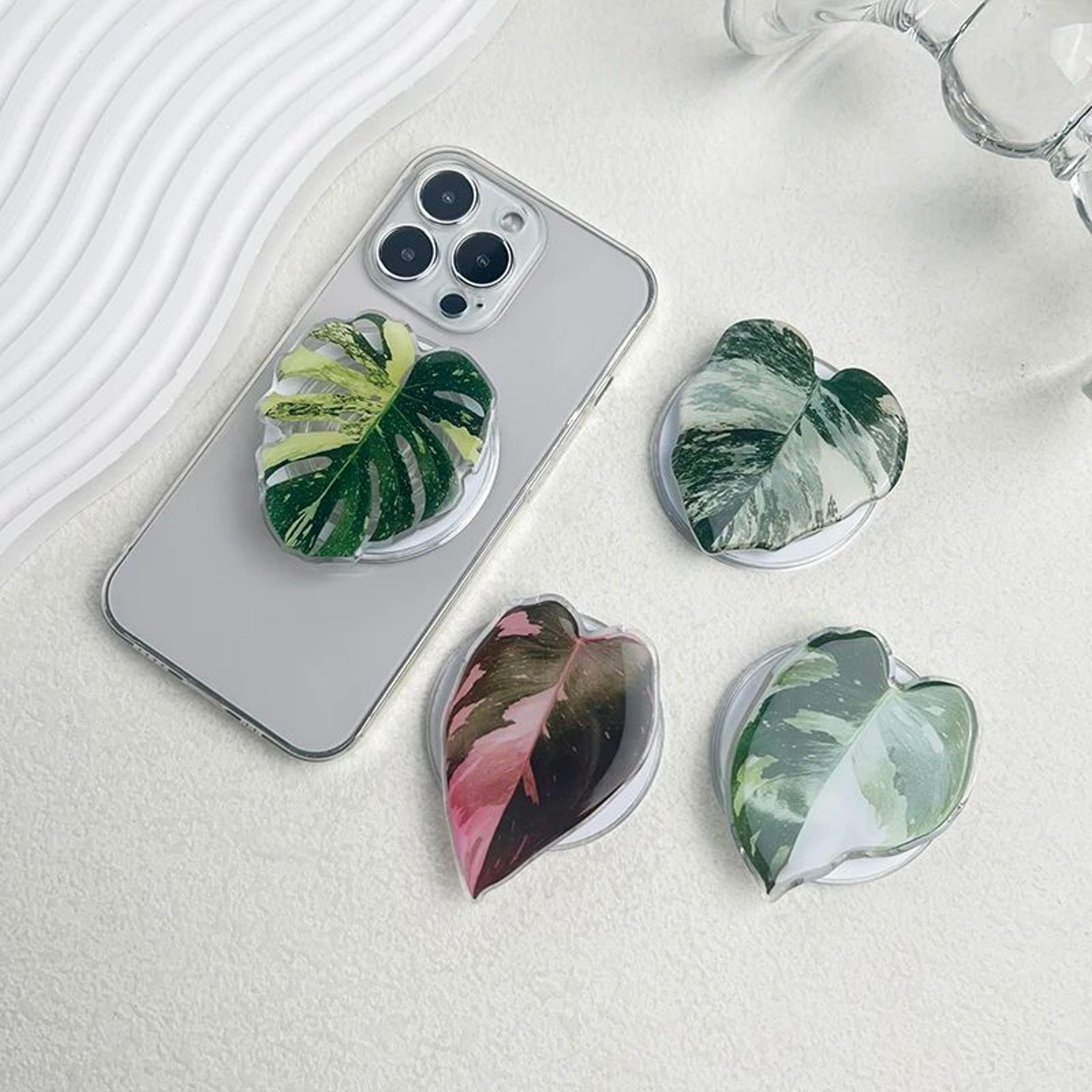 botanical leaf magnetic phone grip holder for magsafe with foldable stand