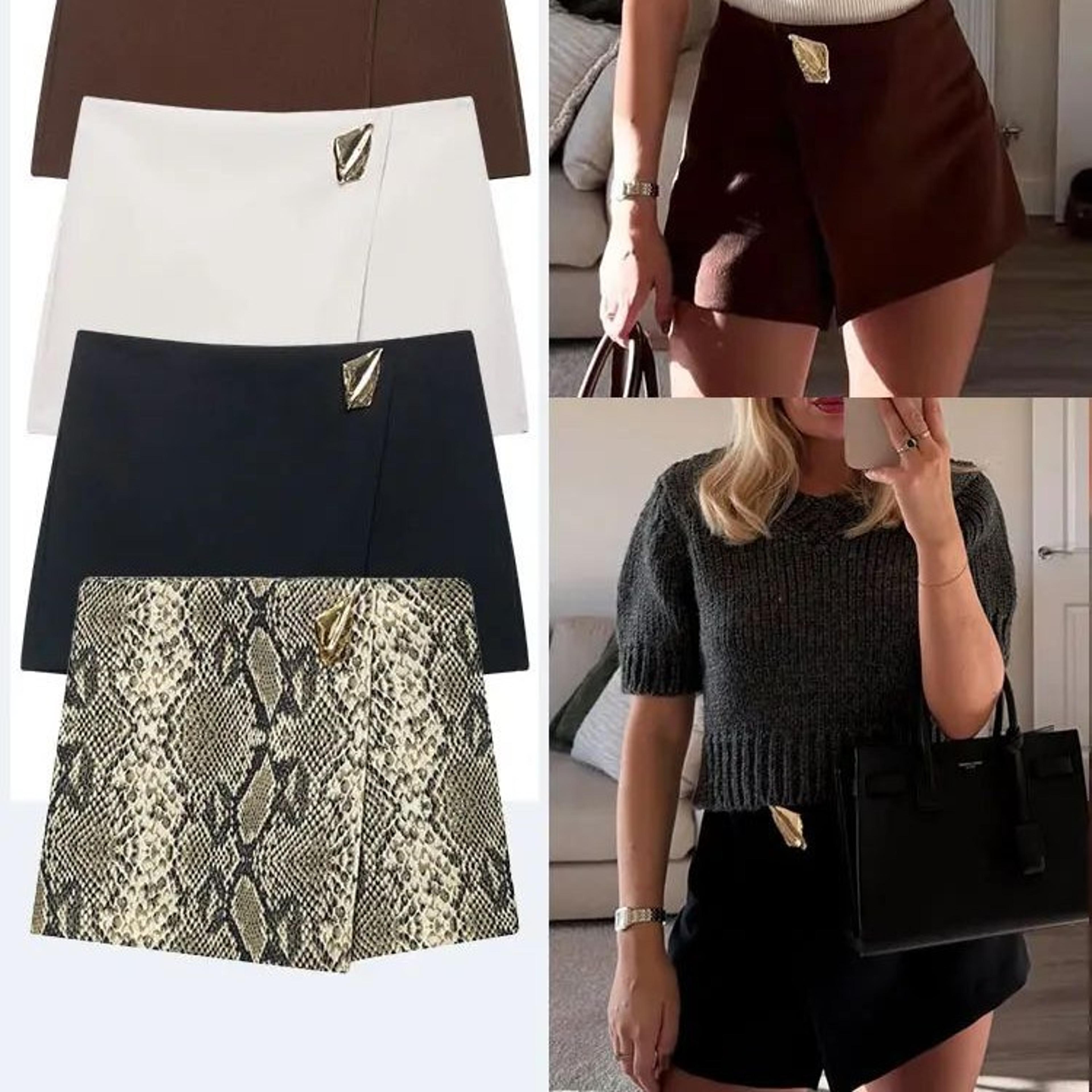 women's high waist asymmetric culottes a-line wide leg pants skirt with side zipper
