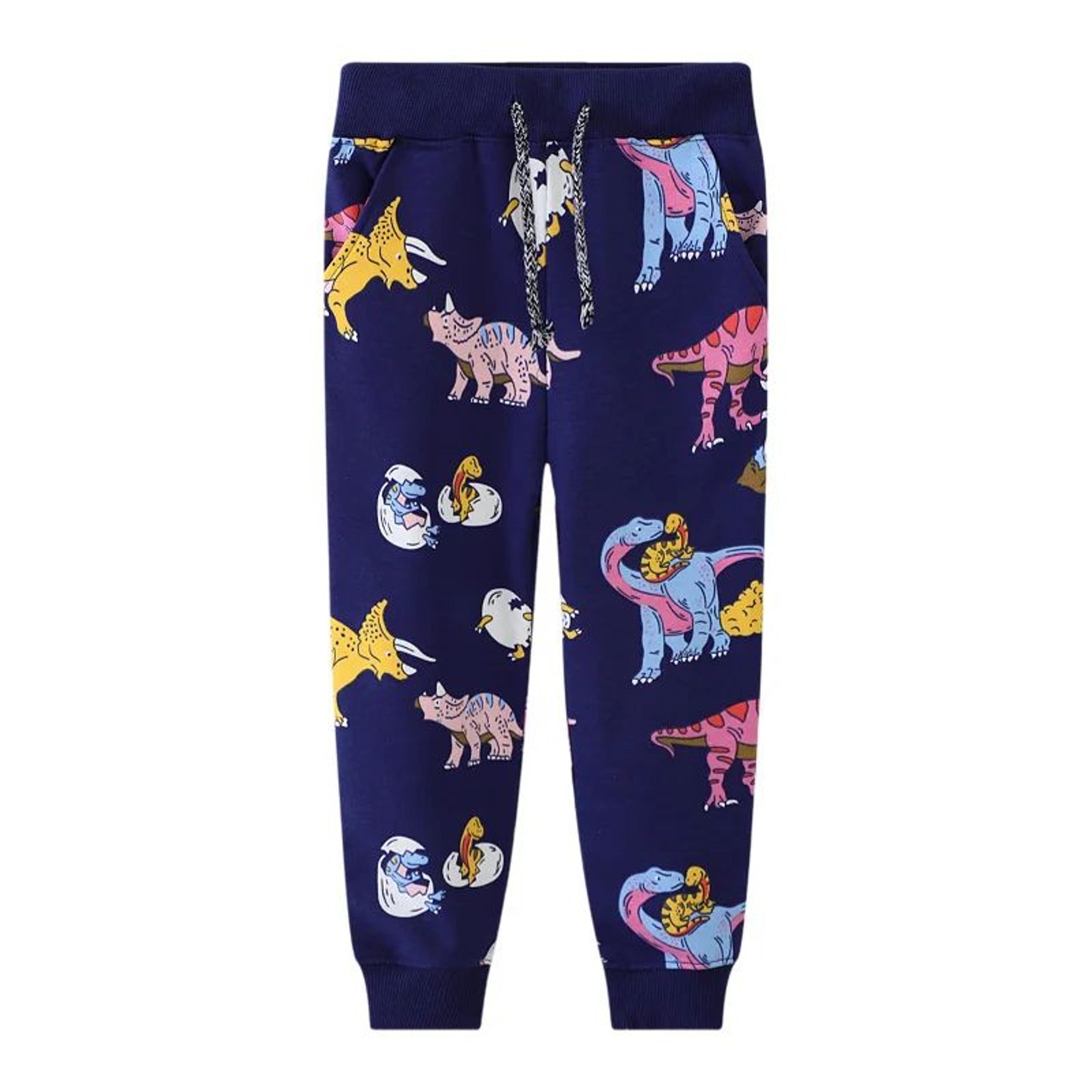 kids dinosaur print drawstring sweatpants for boys and girls