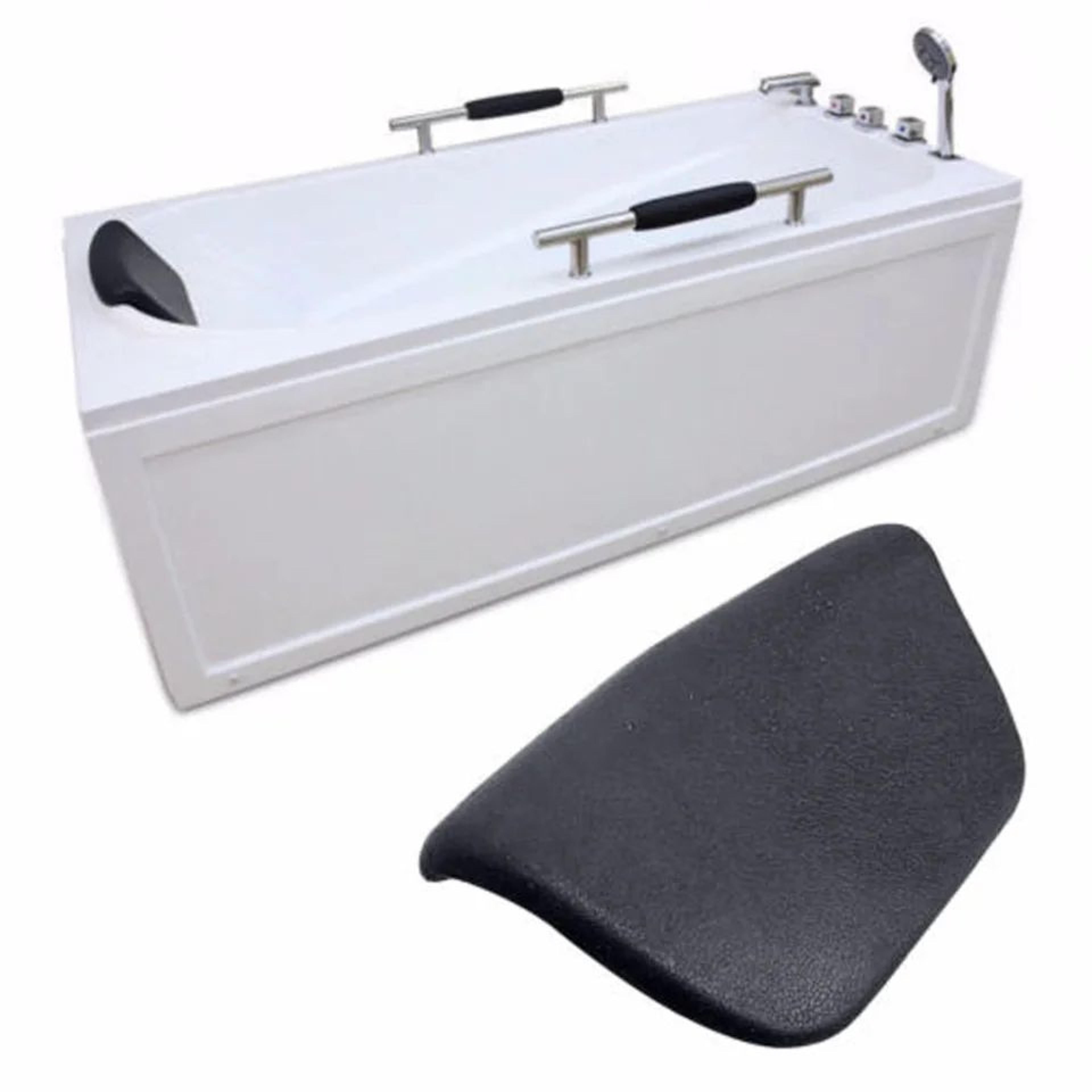 waterproof pu spa bath pillow with ergonomic neck and head support - black