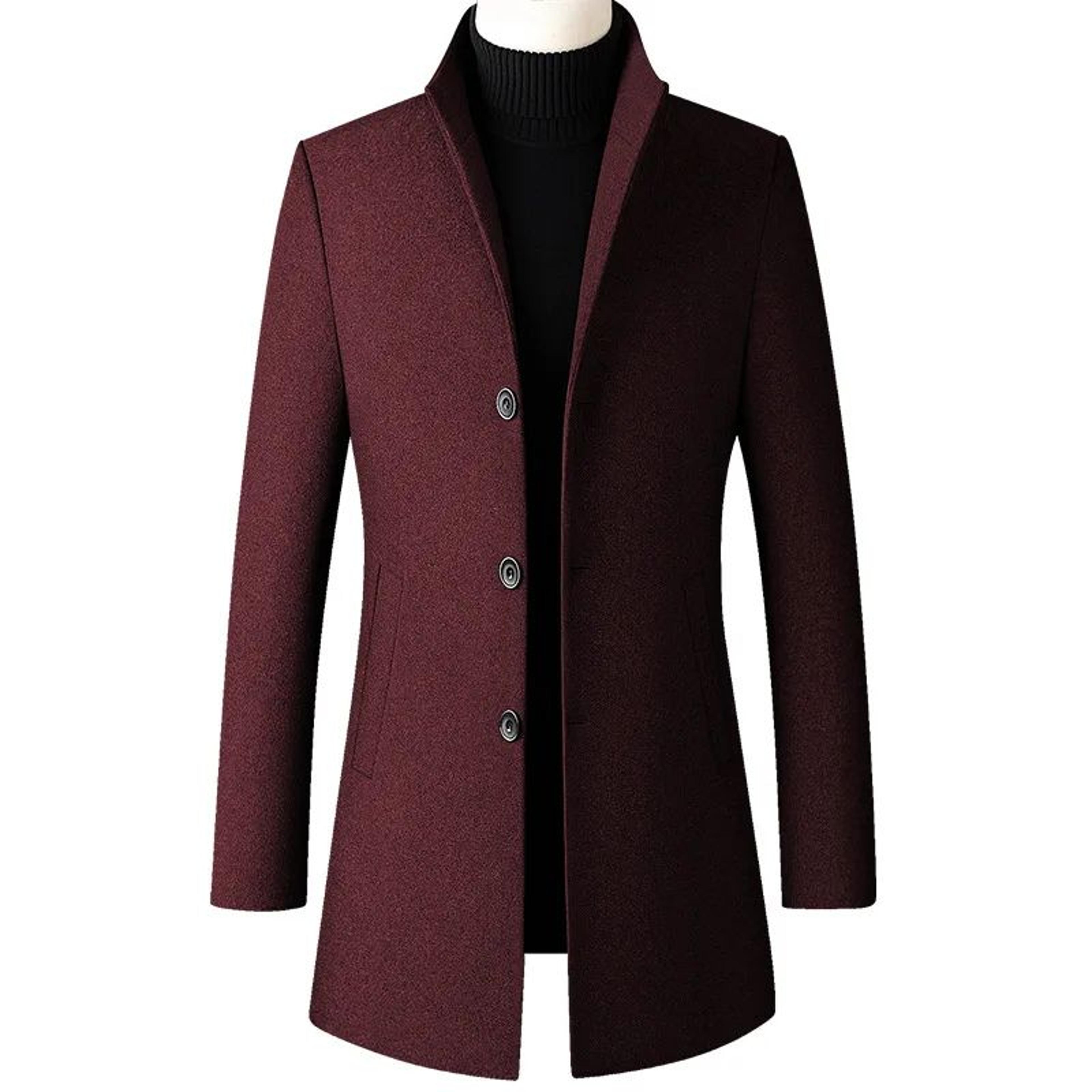 men's oversized wool blend pea coat winter business casual overcoat