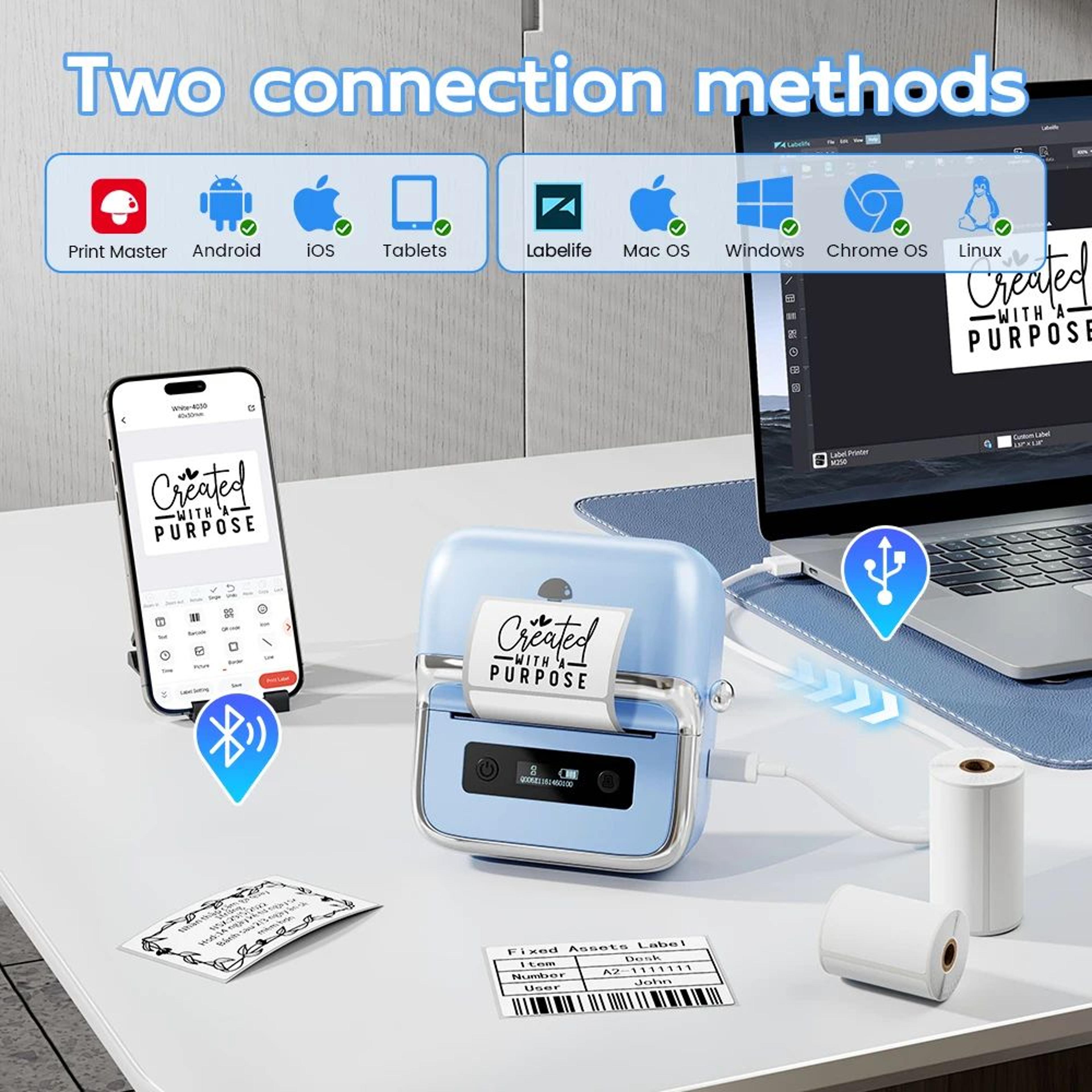 phomemo m250 bluetooth thermal label printer portable wireless label maker