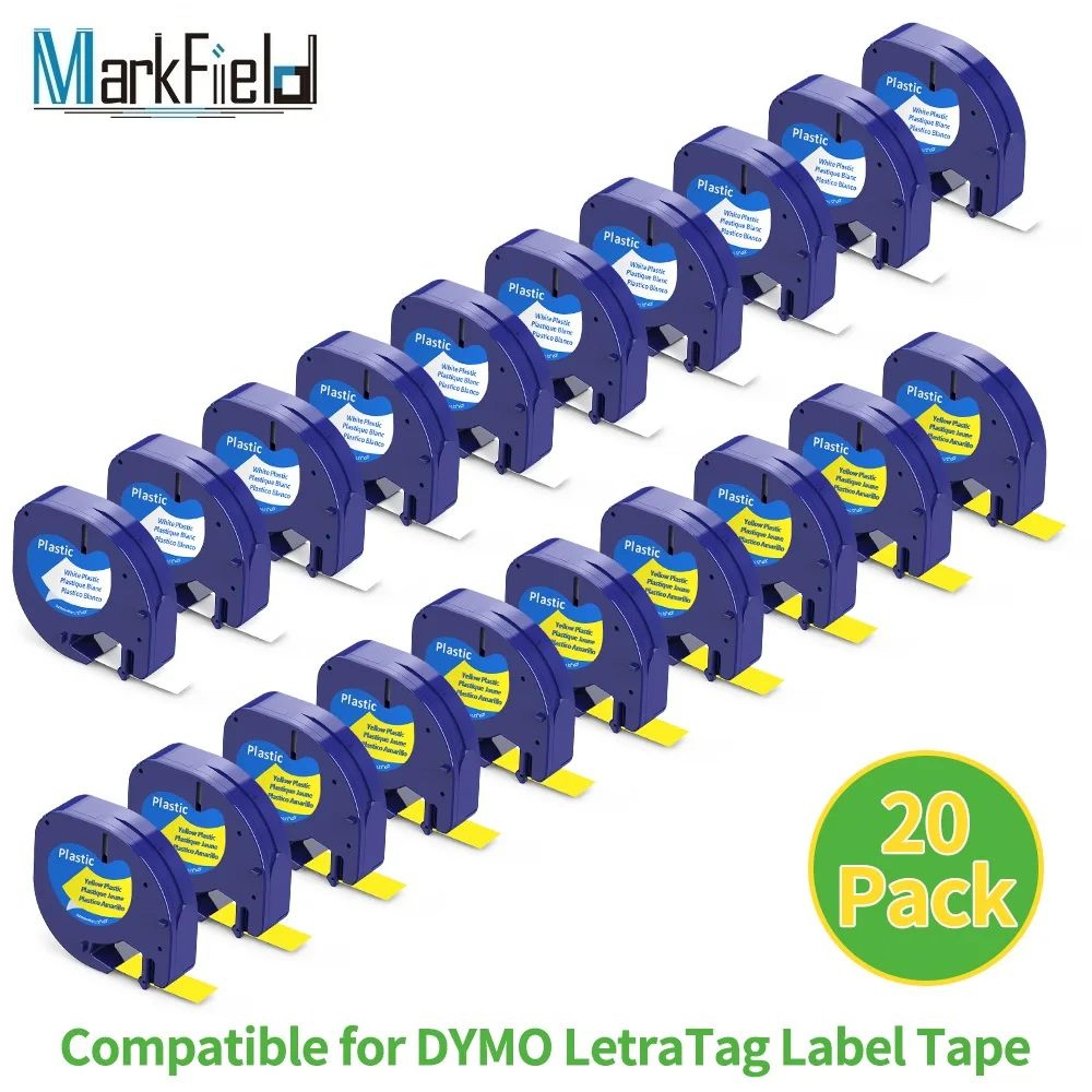compatible dymo letratag 12mm plastic label tape refills for lt-100h 200b qx50