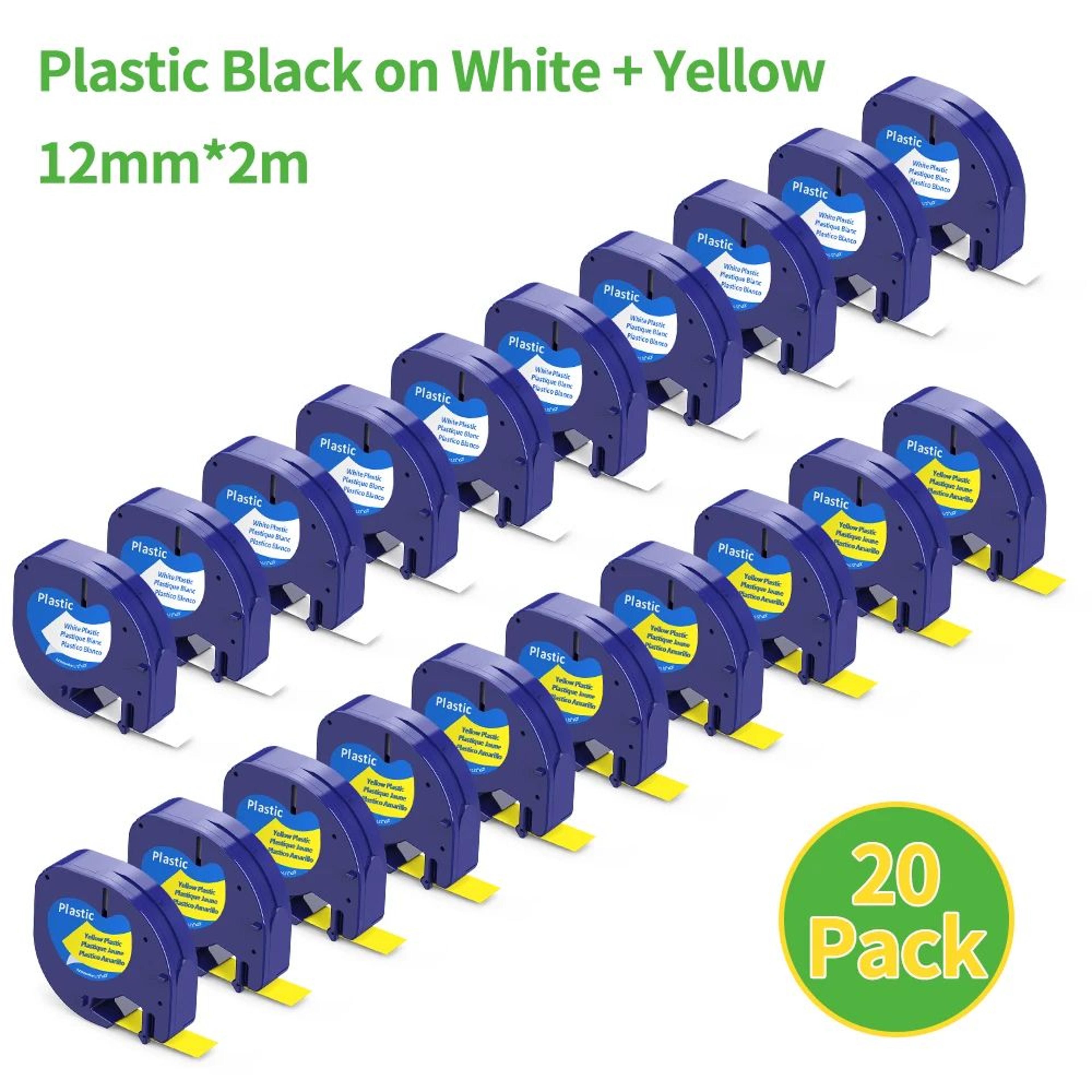 20Pack Compatible DYMO LetraTag 12mm Black On Green Label Tape Refills 9