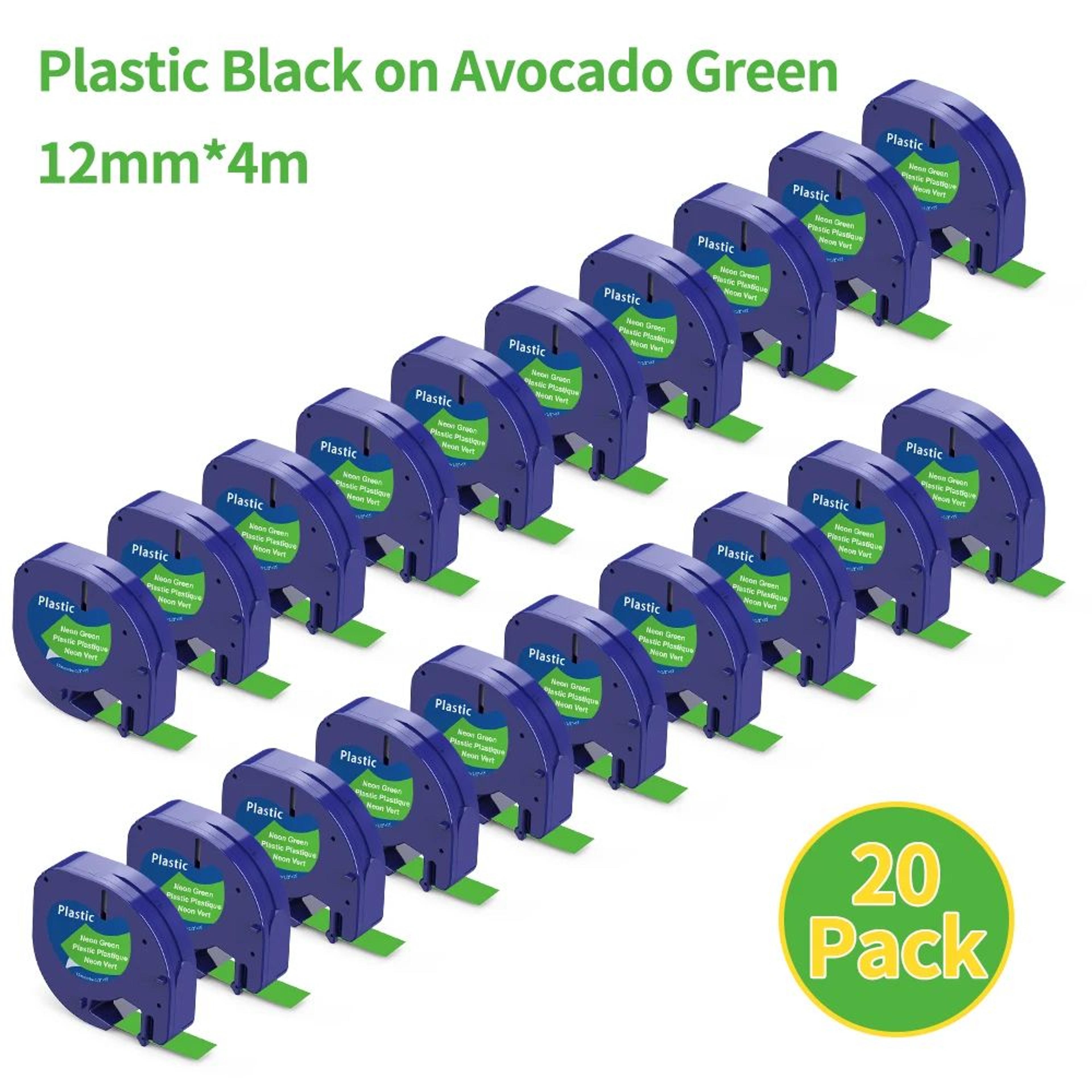 20Pack Compatible DYMO LetraTag 12mm Black On Green Label Tape Refills 8