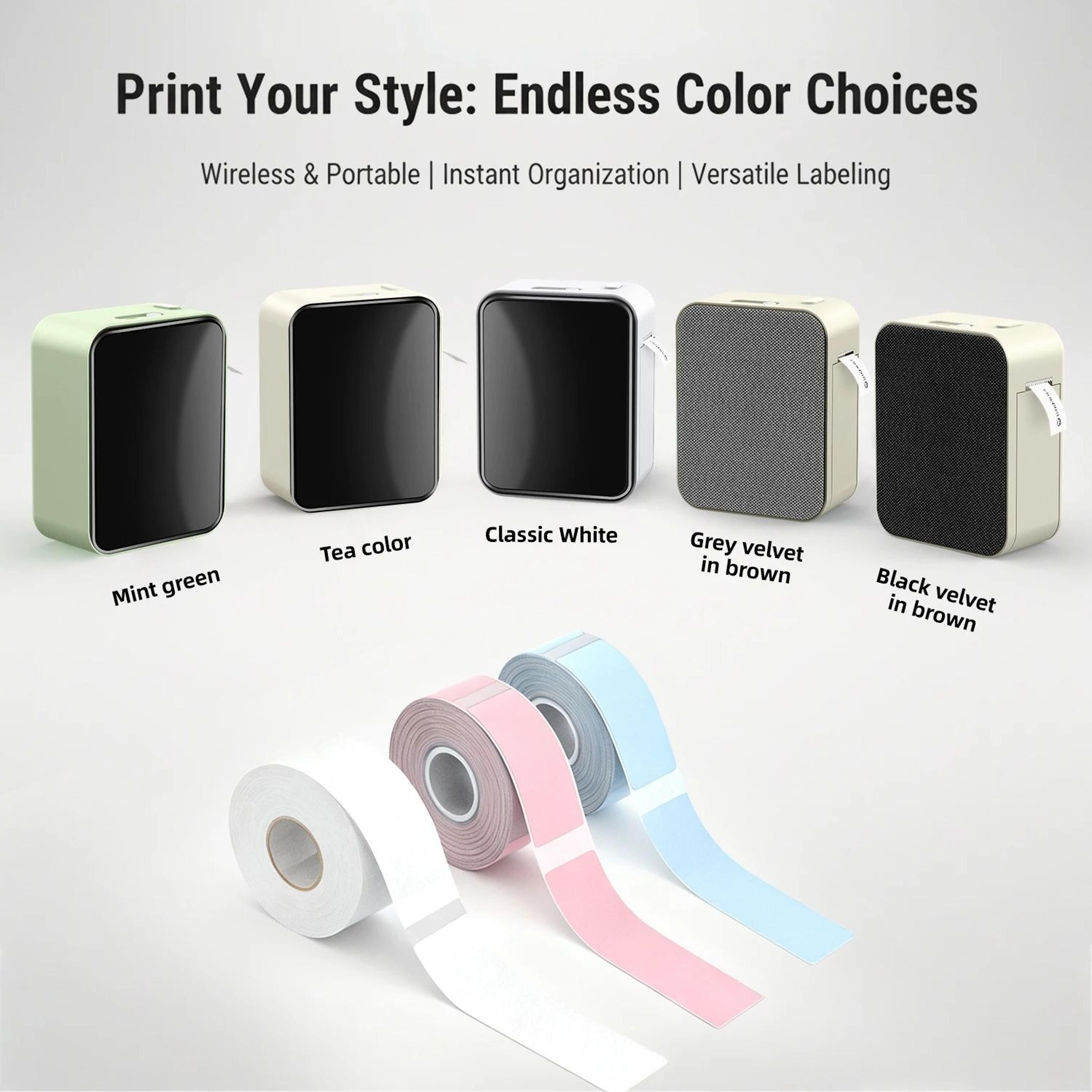 mini wireless bluetooth thermal label printer for home organization and gift labels