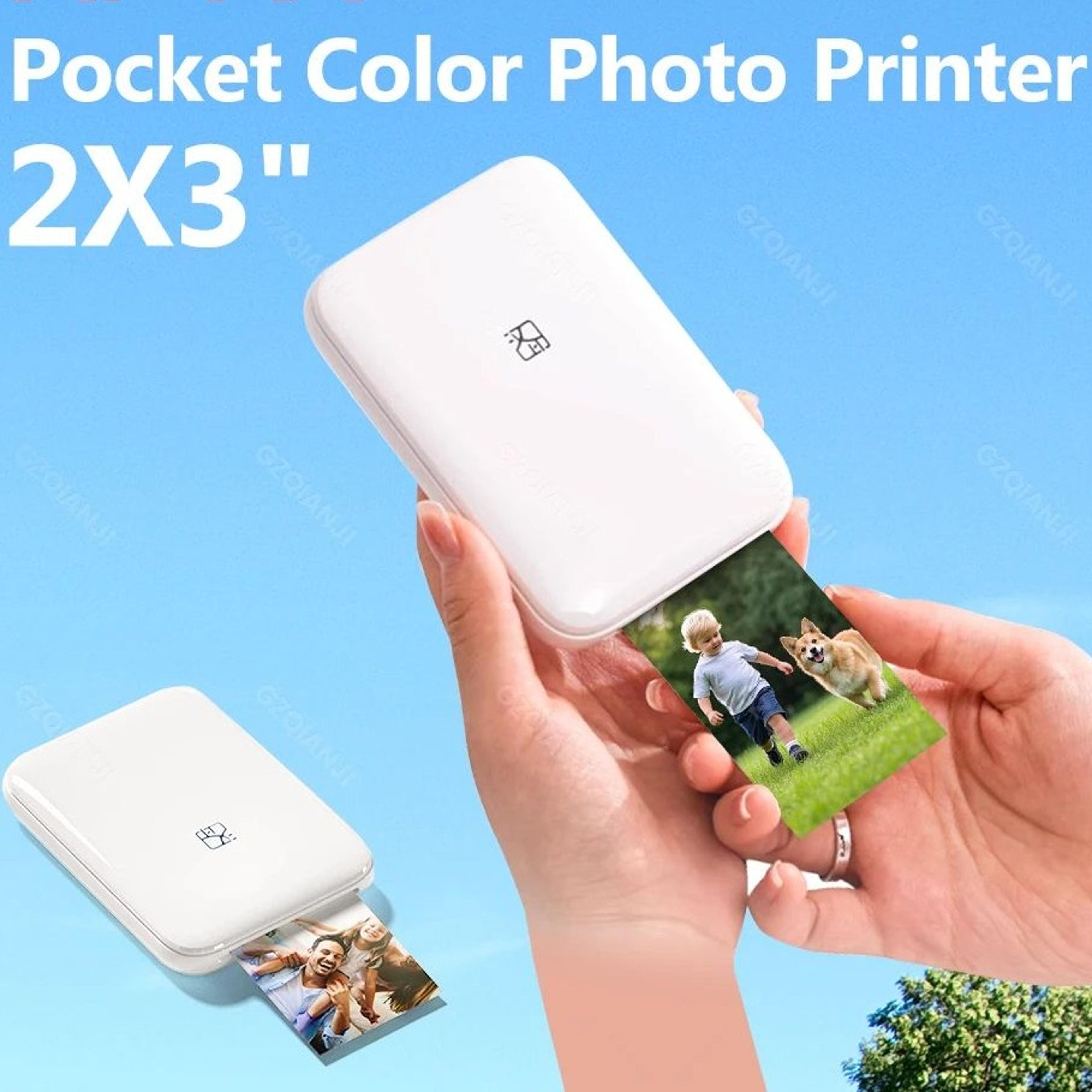 portable wireless 2x3 inch photo printer with zink inkless printing and sticky-backed paper