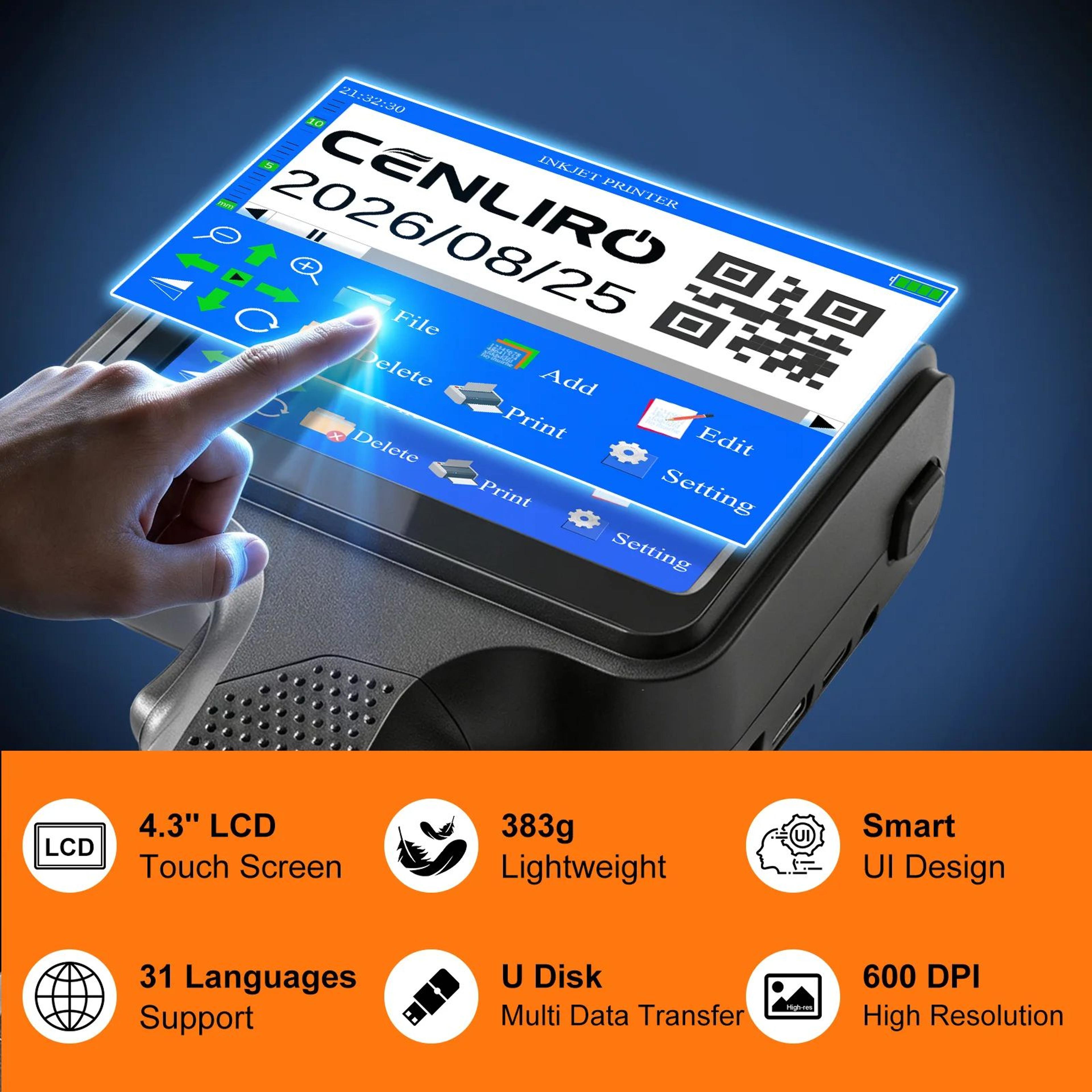 600DPI Handheld Inkjet Printer With FastDrying Ink For Date Batch Number QR Code And Logo Printing 2