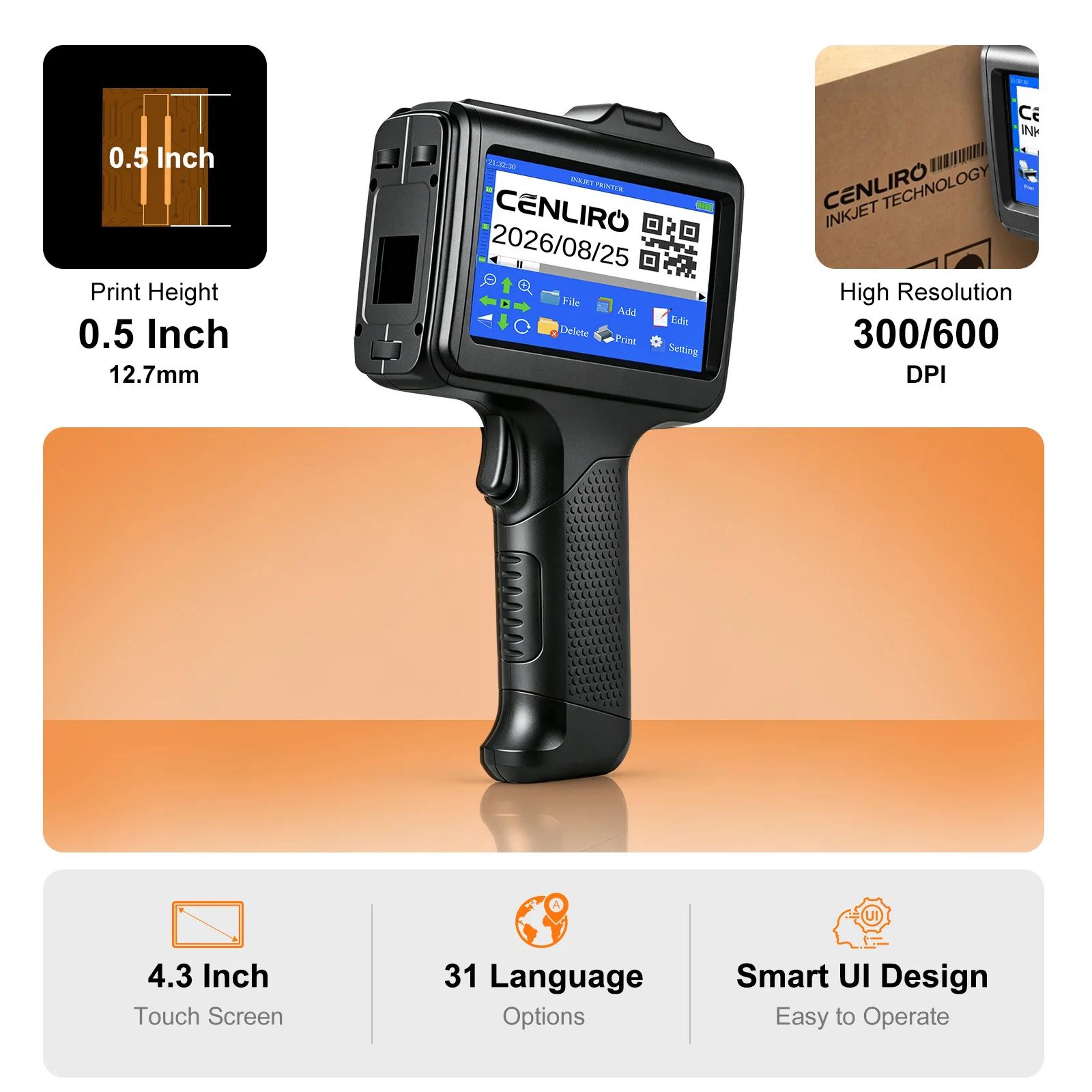600DPI Handheld Inkjet Printer With FastDrying Ink For Date Batch Number QR Code And Logo Printing 3