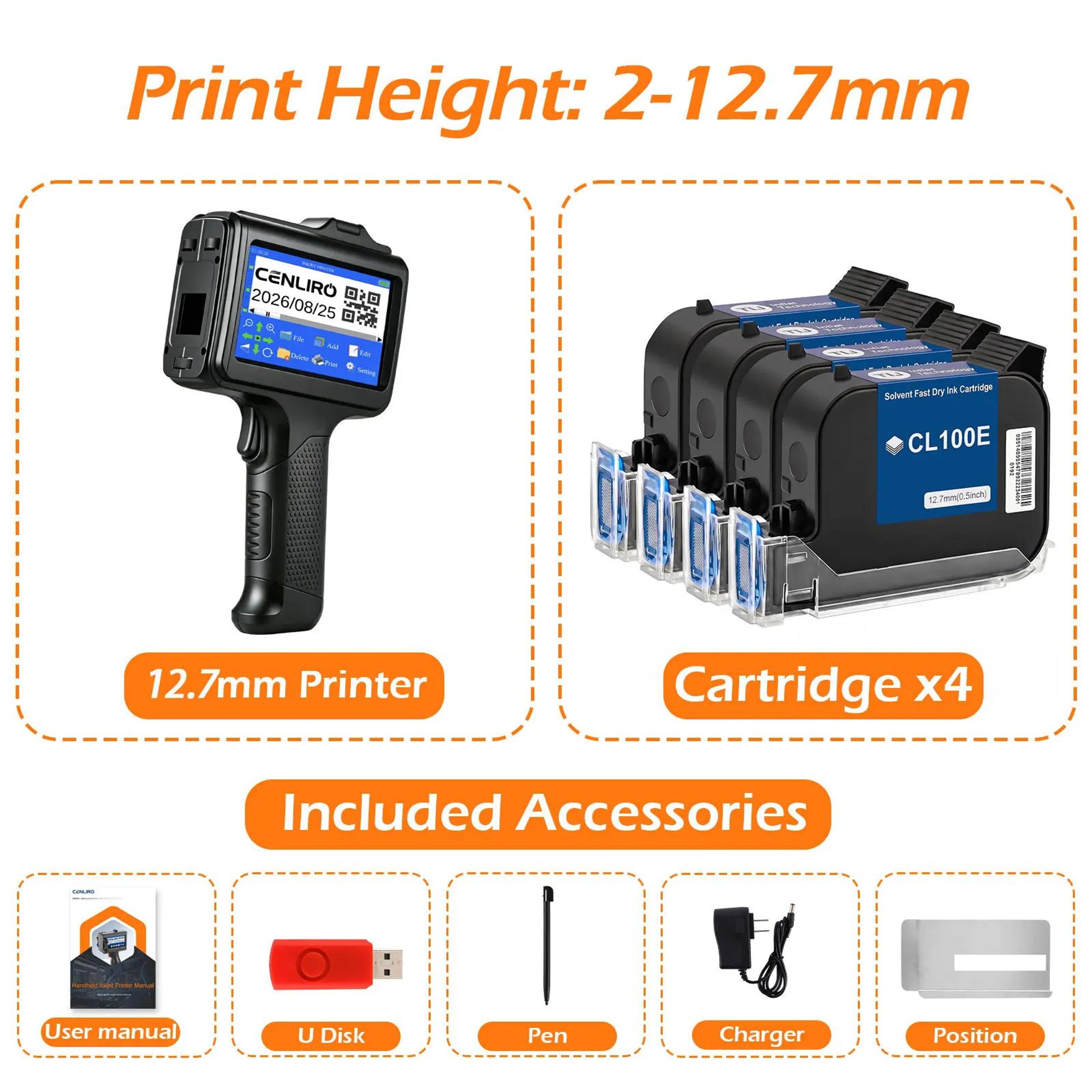 600DPI Handheld Inkjet Printer With FastDrying Ink For Date Batch Number QR Code And Logo Printing 5
