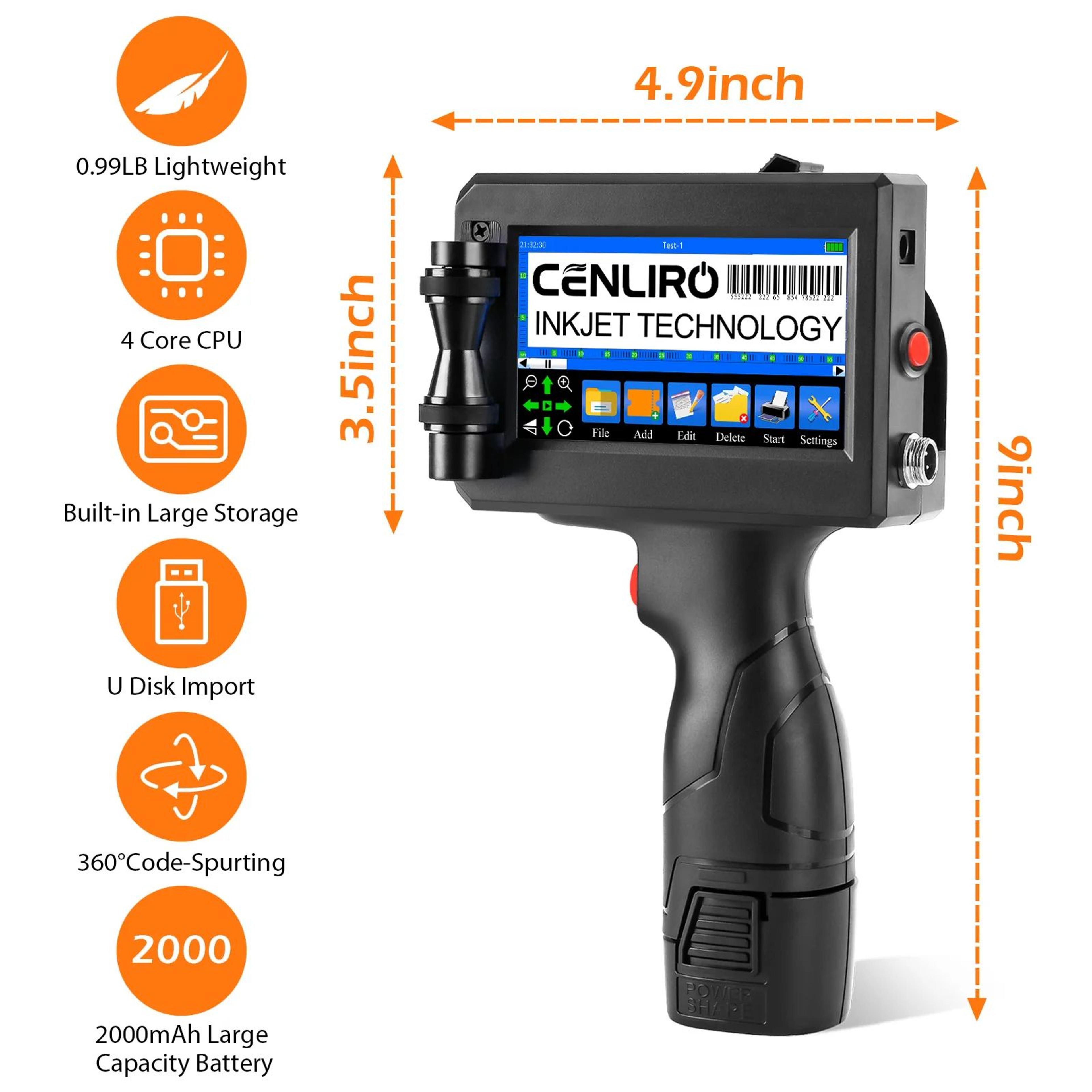 127mm Handheld Inkjet Printer Portable Batch Code Expiry Date And QR Code Printing Machine 3