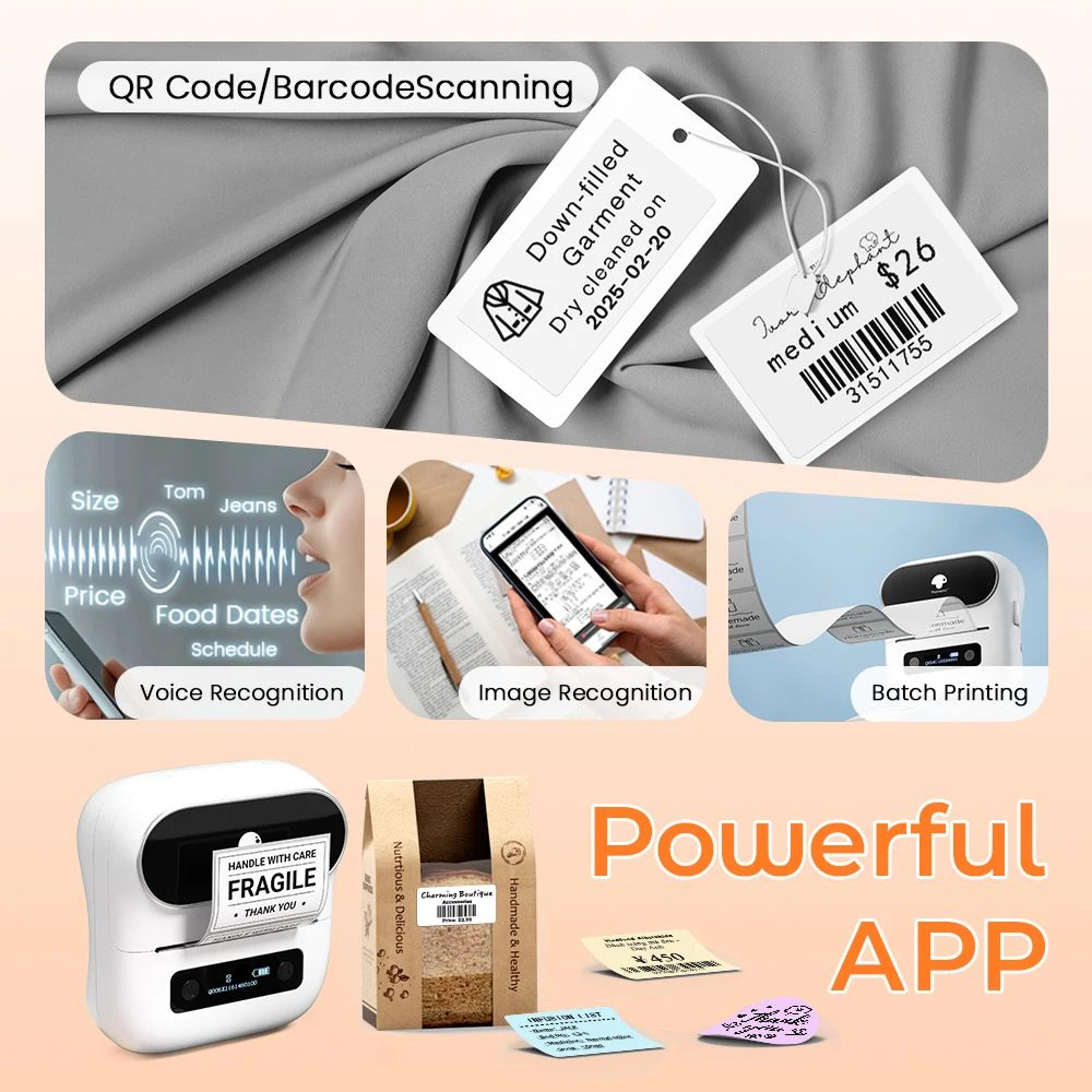 75mm wireless thermal label printer for barcode and shipping labels