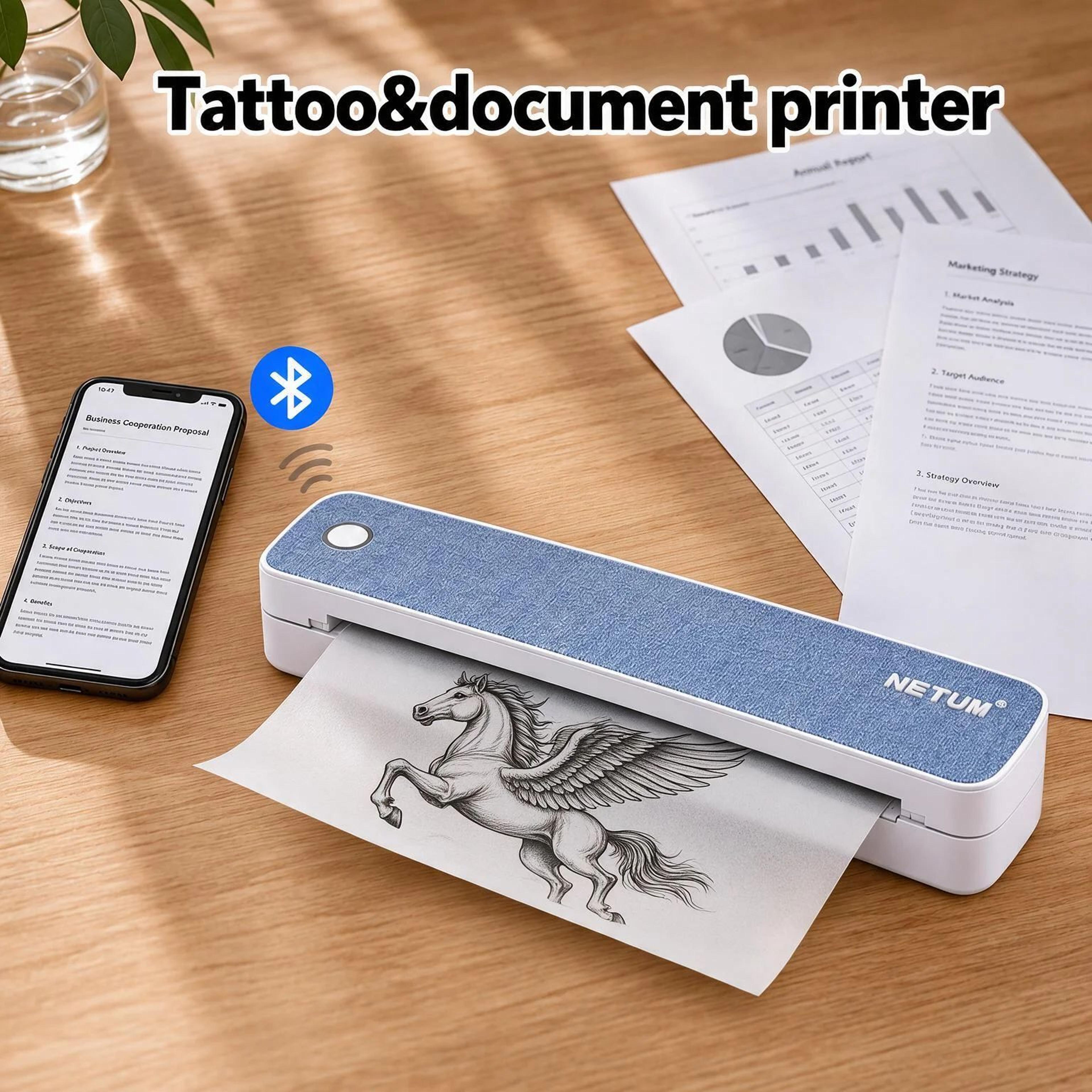 mini portable a4 bluetooth thermal printer for inkless document and photo printing