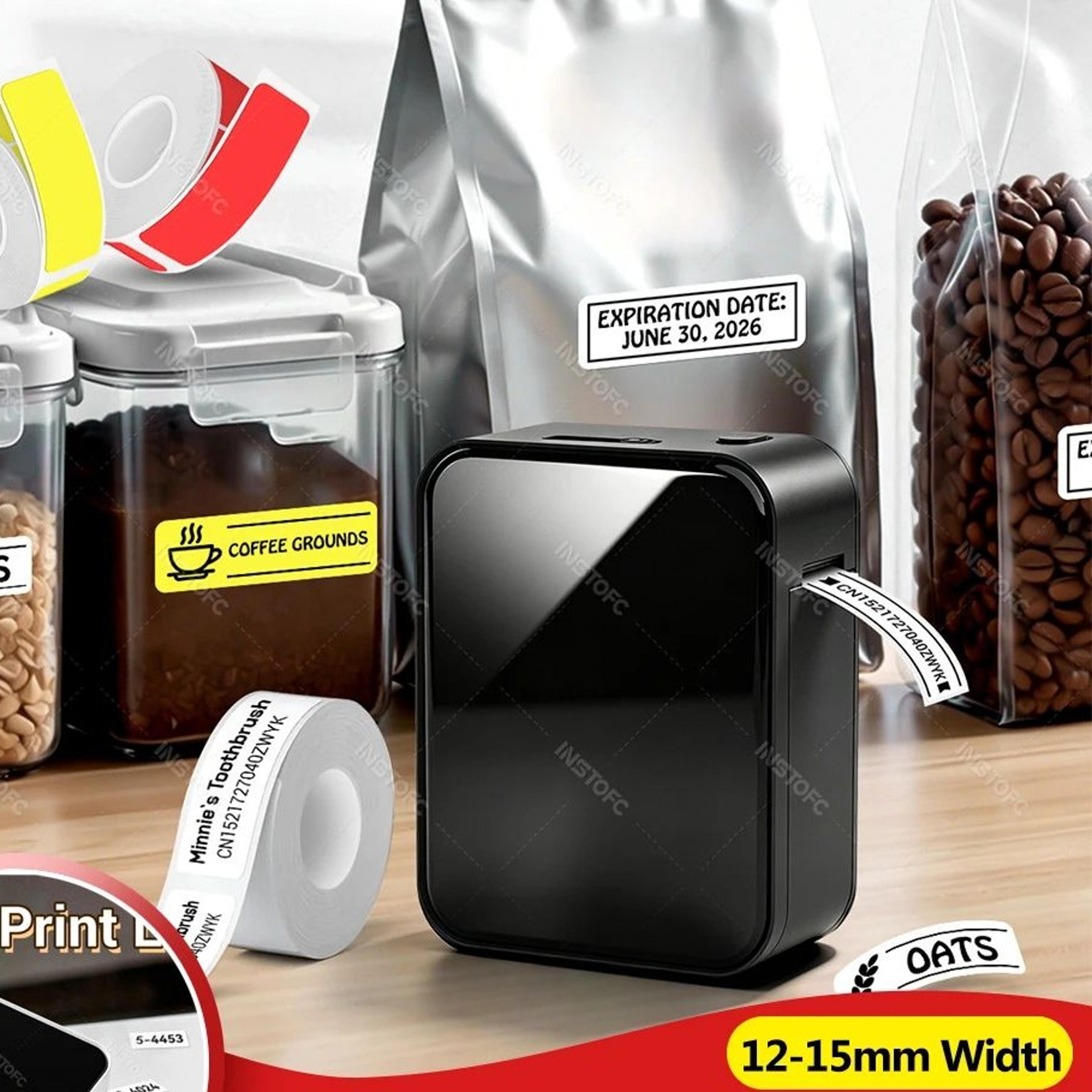 mini portable inkless thermal label printer with self-adhesive stickers