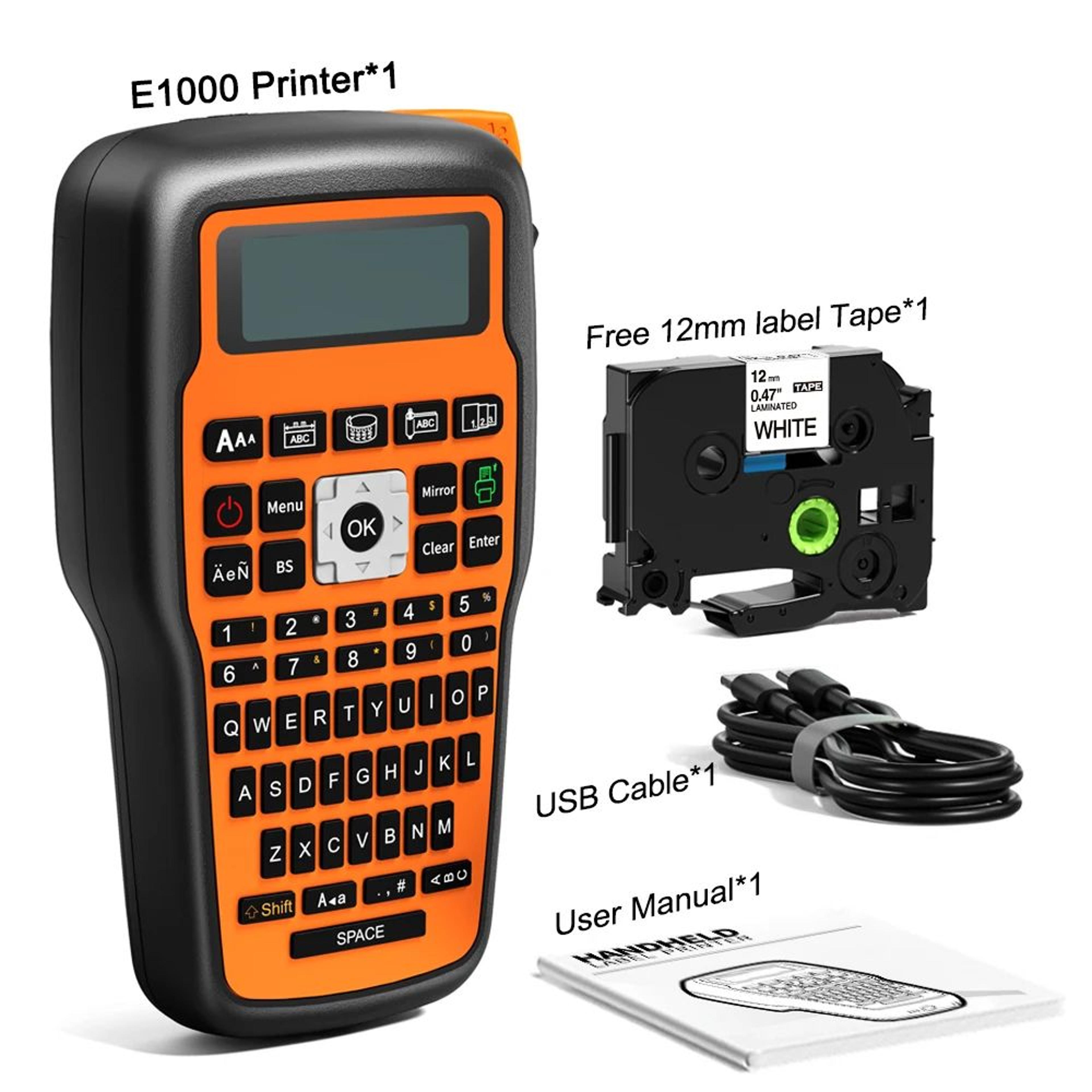 e1000 pro portable industrial label maker printer with qwerty keyboard for heat shrink tubes