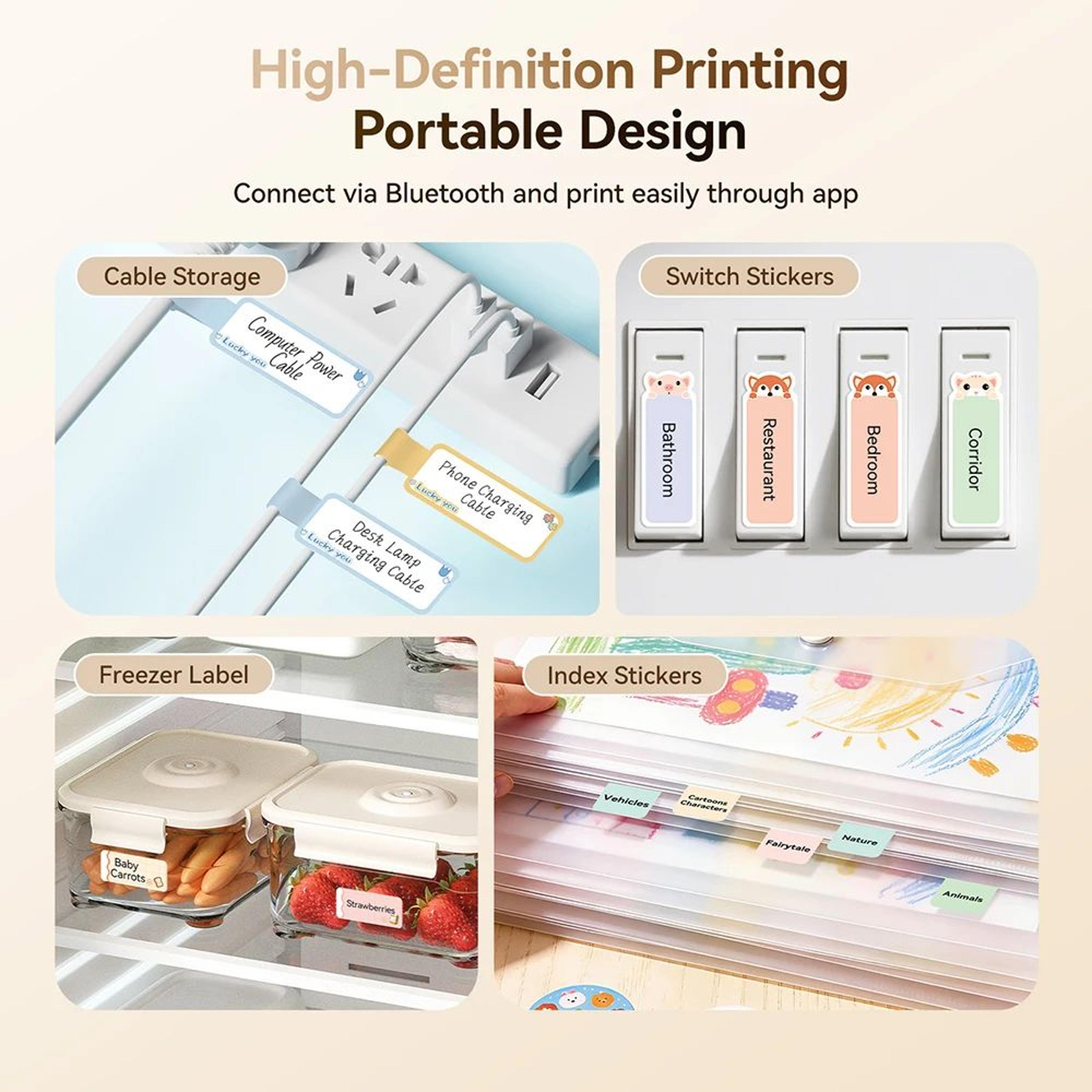 mini bluetooth label printer portable inkless sticker maker for home and office
