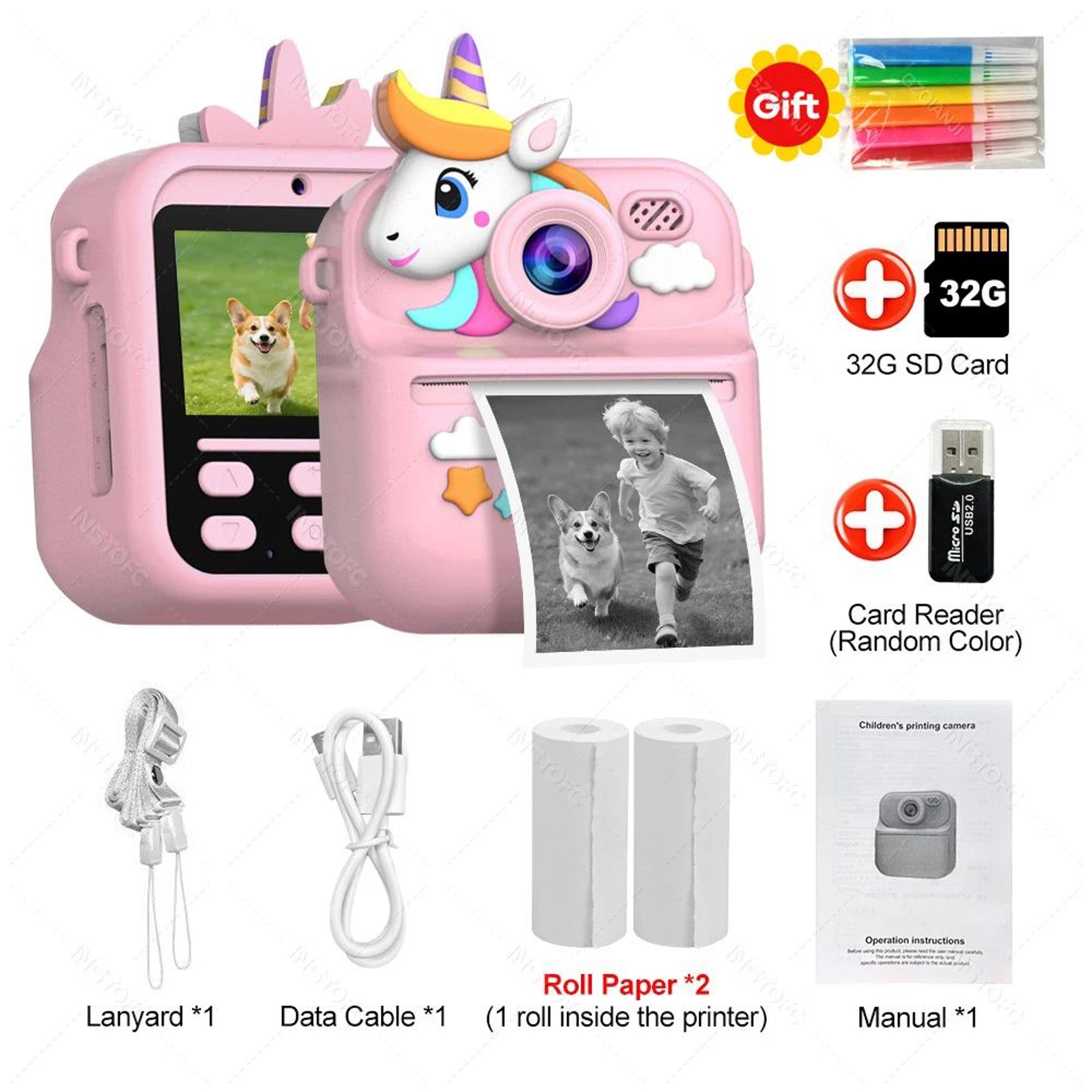 Kids Instant Print Digital Camera With 1080P HD Video And Dual Lens 12