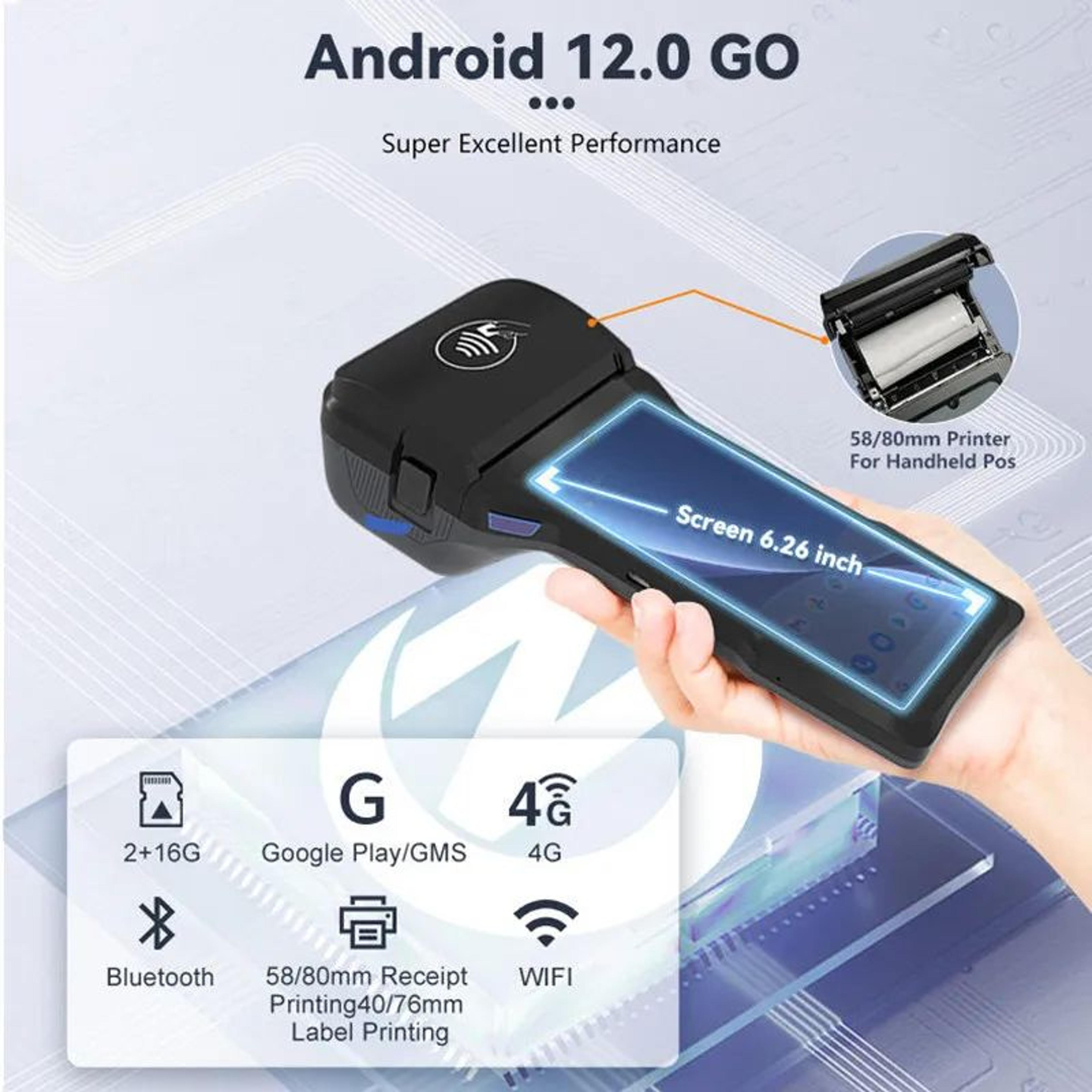 Android 14 Portable POS Terminal With 626 Inch Touchscreen NFC Scanner And 80mm Thermal Printer 4