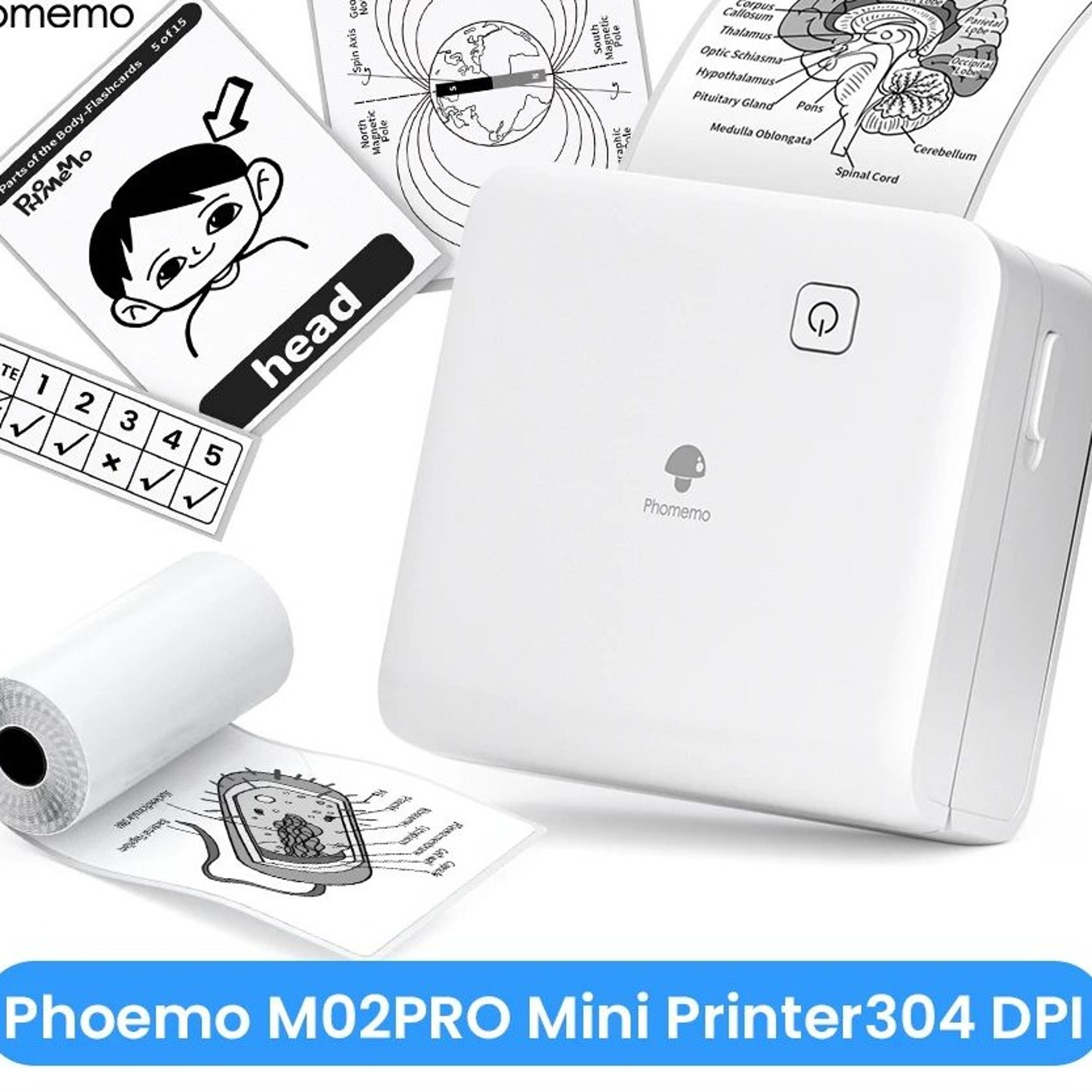300dpi mini bluetooth pocket thermal printer for ios android, portable inkless photo and note printer