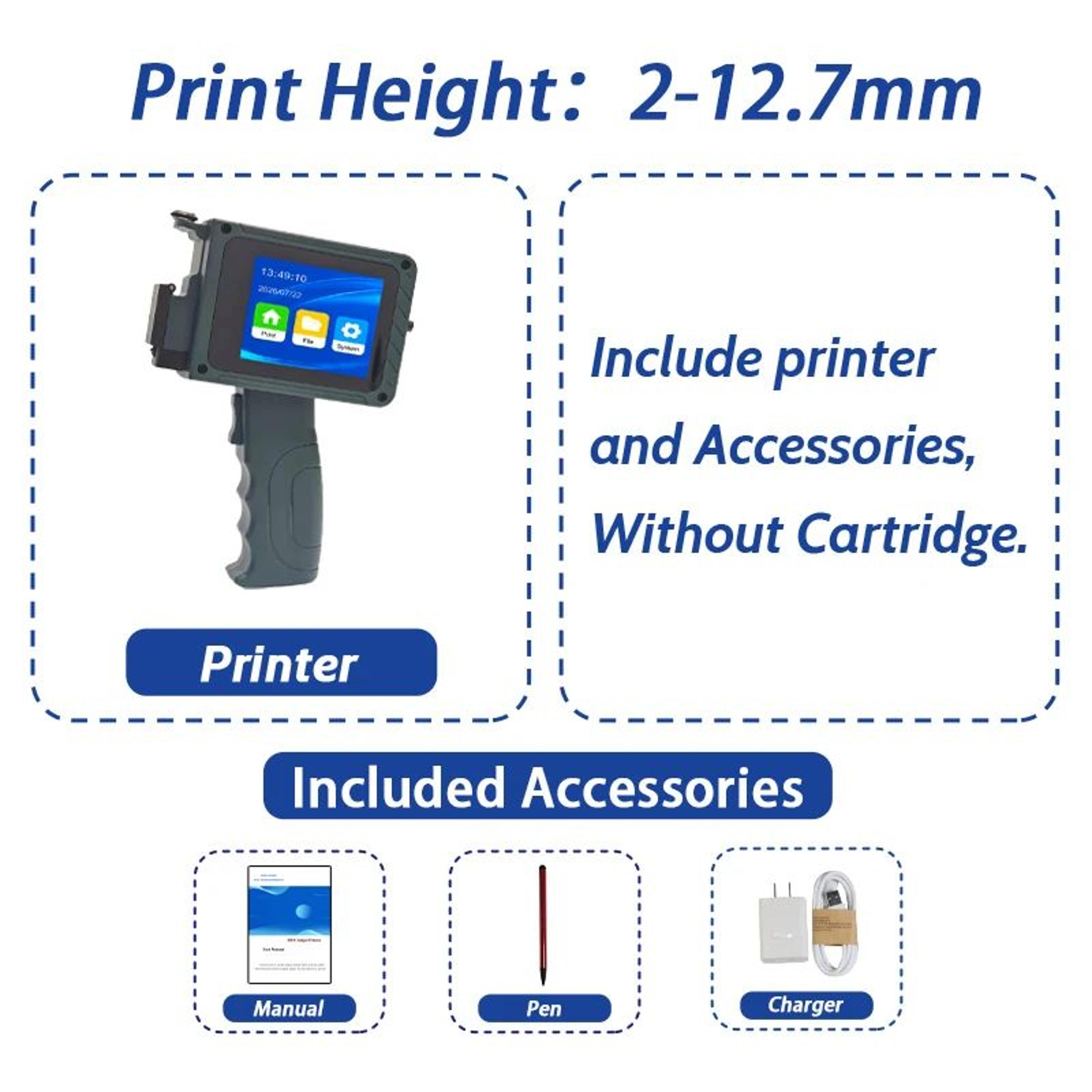 Portable 127mm Handheld Inkjet Printer For QR Codes Barcodes Logos And Date Printing 6