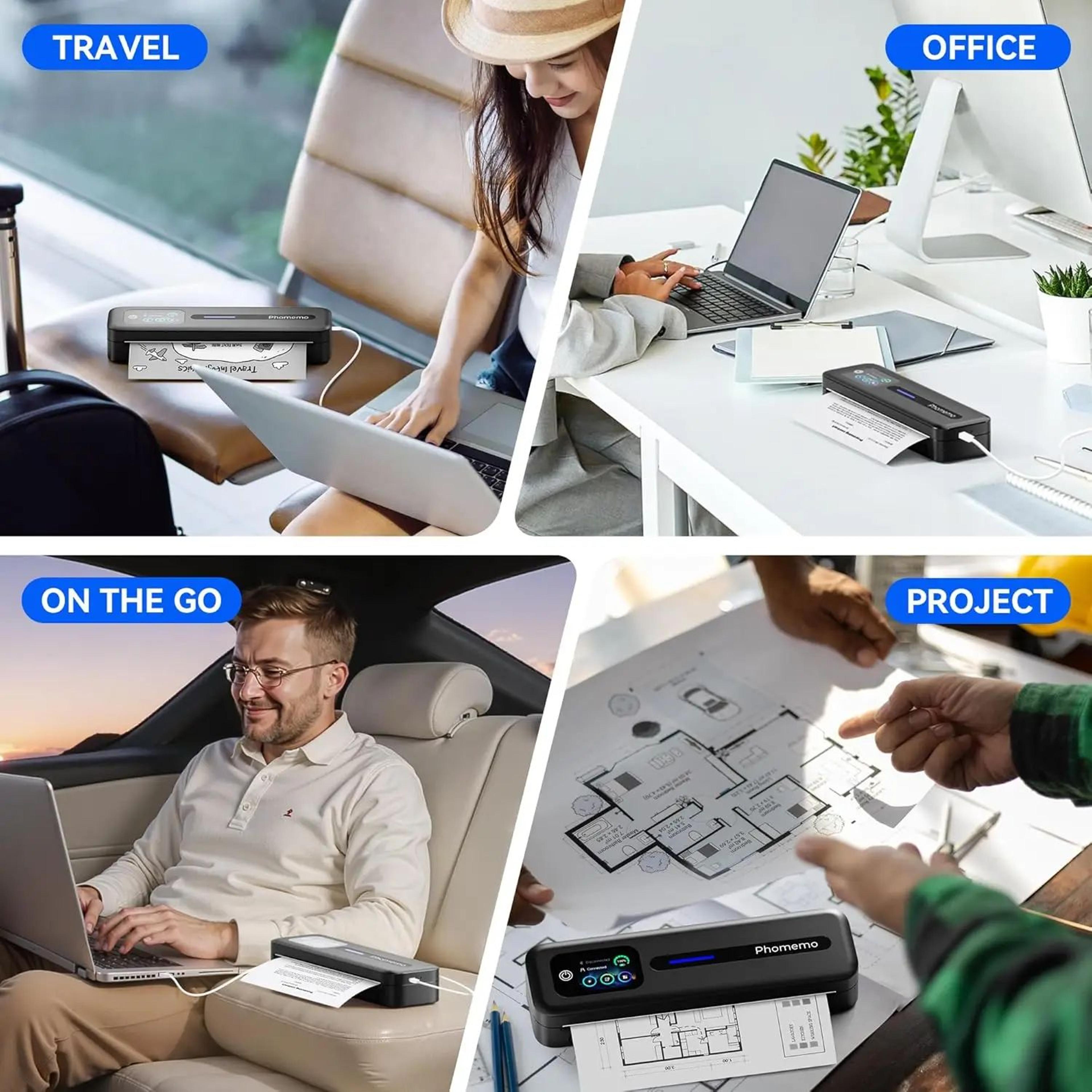 M832D Portable A4 Thermal Printer With Touchscreen Wireless Inkless Printing For Travel And Office 3