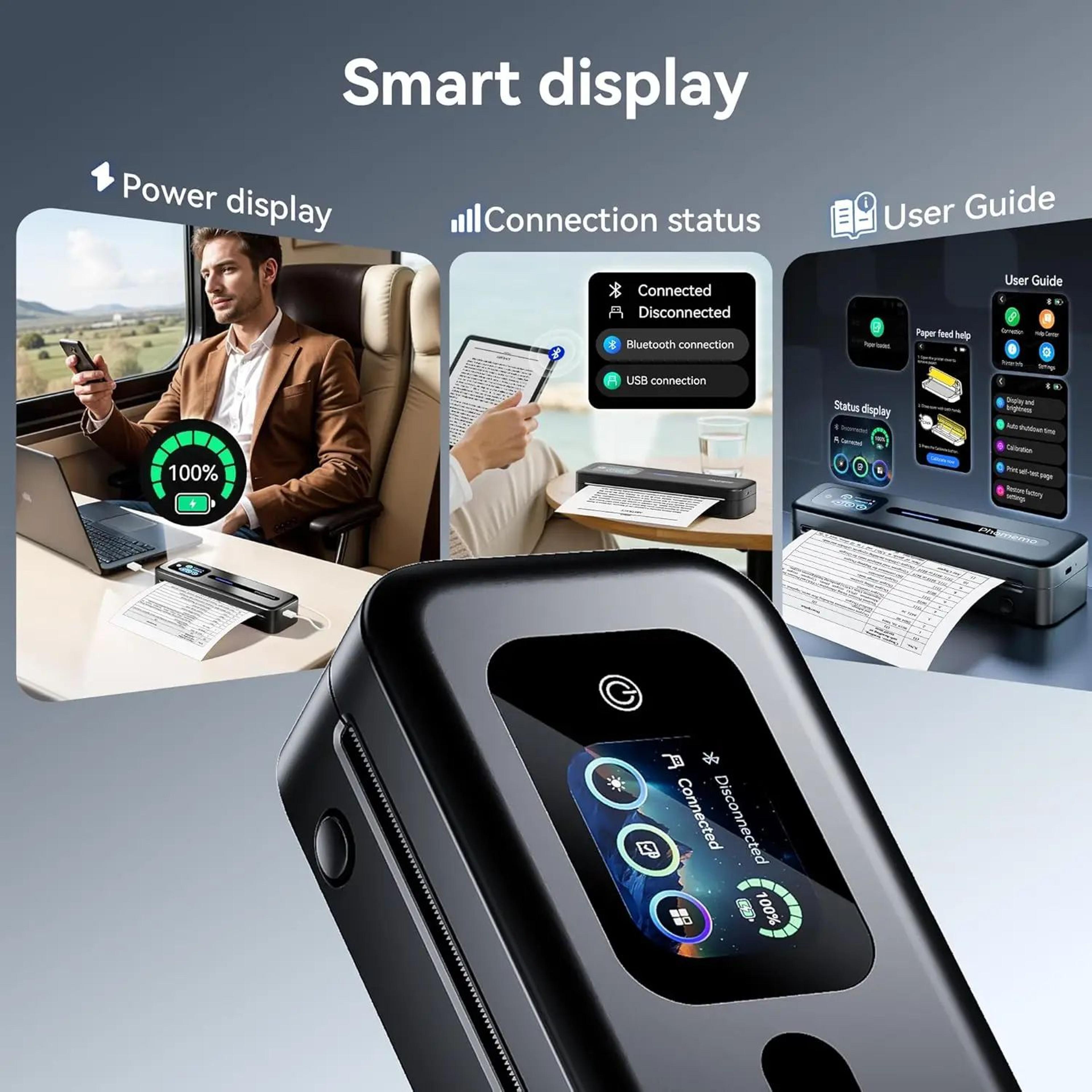 M832D Portable A4 Thermal Printer With Touchscreen Wireless Inkless Printing For Travel And Office 5