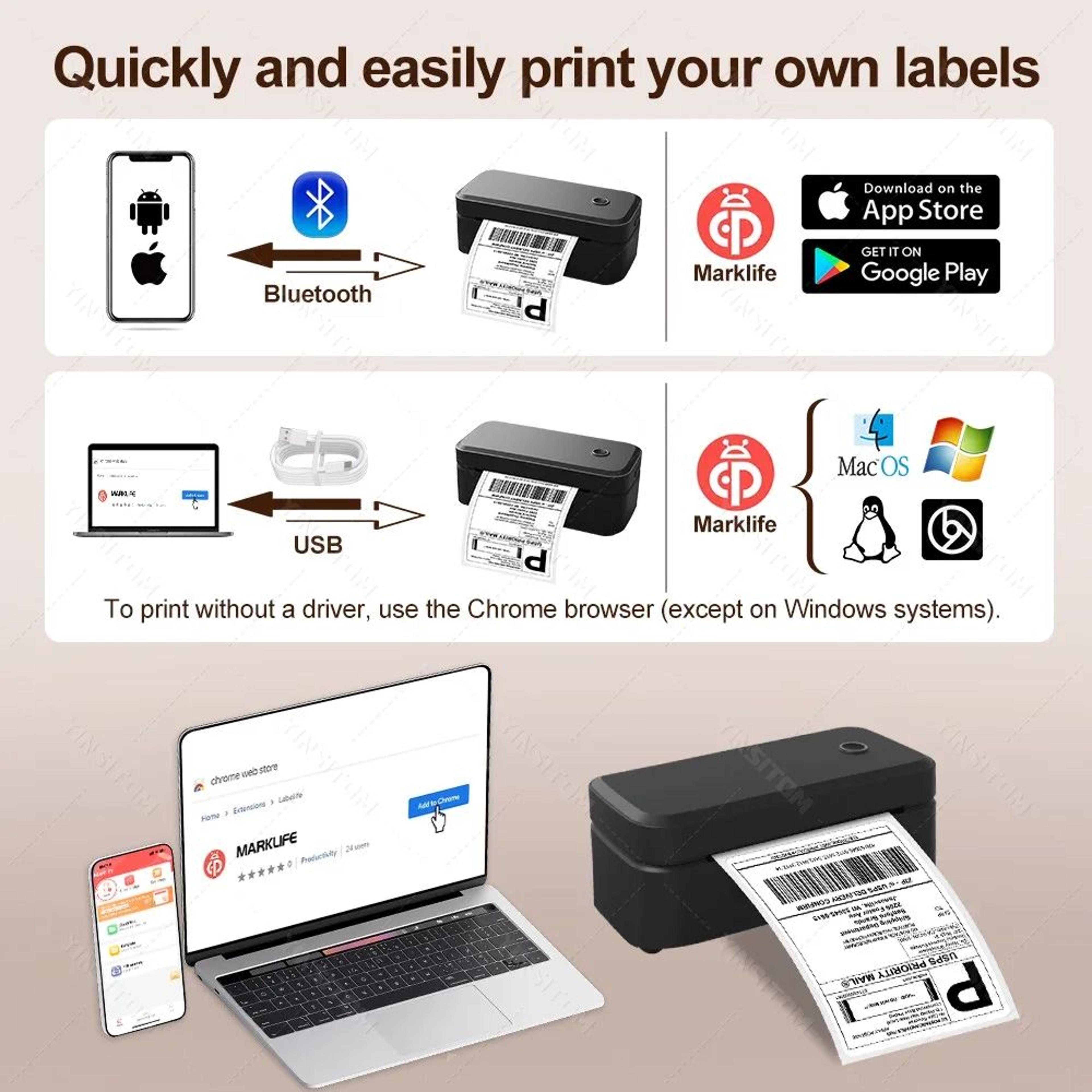 X4 Portable Bluetooth 4x6 Thermal Shipping Label Printer With Automatic Label Recognition 4