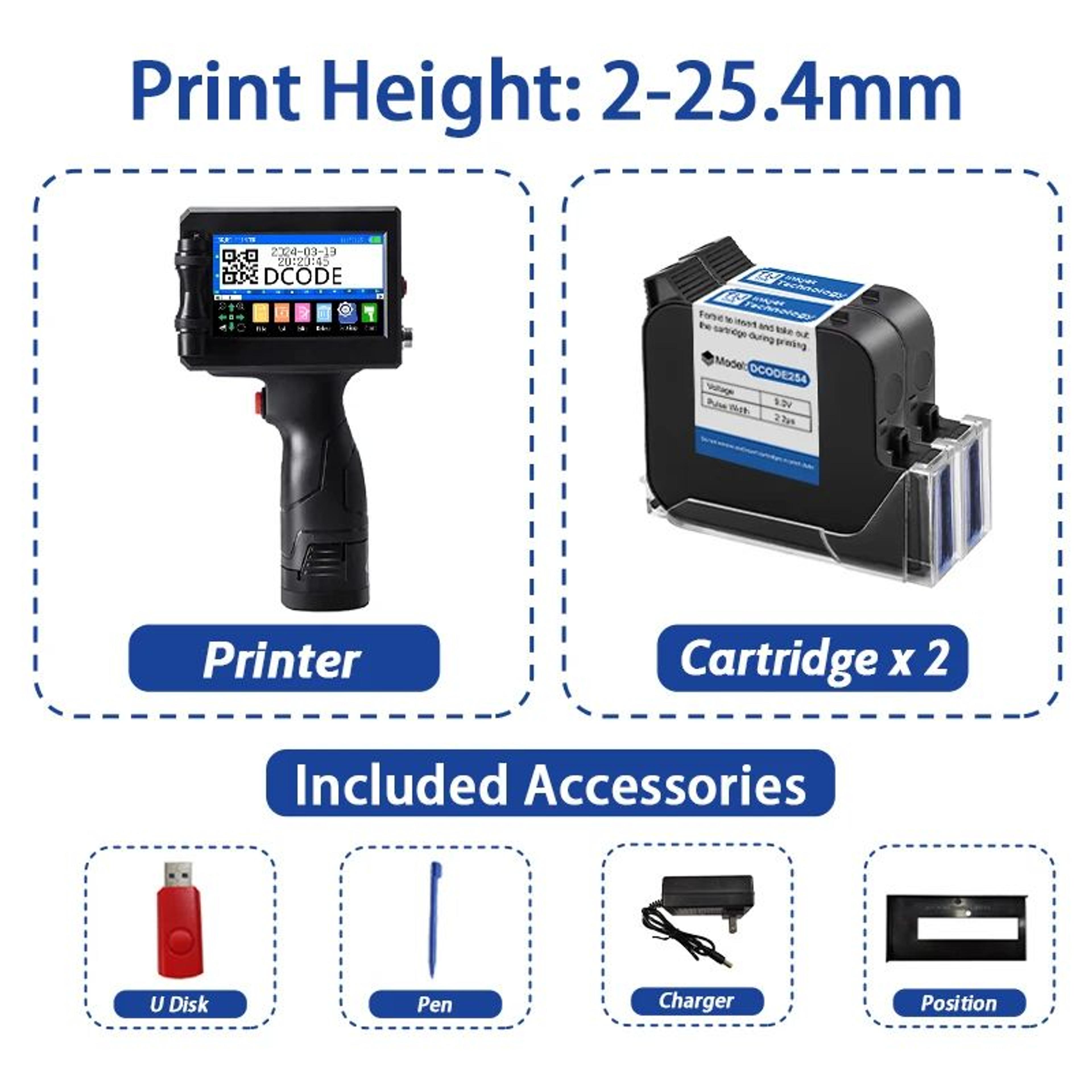 1750 Plus Portable Handheld Inkjet Printer 127254mm Date Coding And Barcode Printing Machine 8